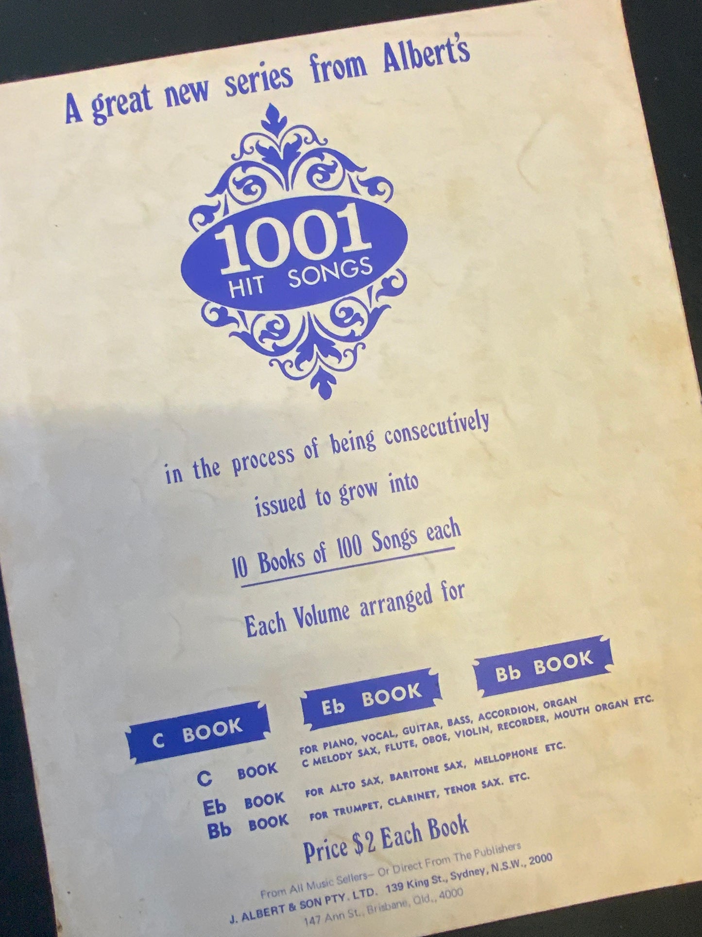 John Young Pasadena sheet music/ words and music by Vanda Young and Hemings 1972