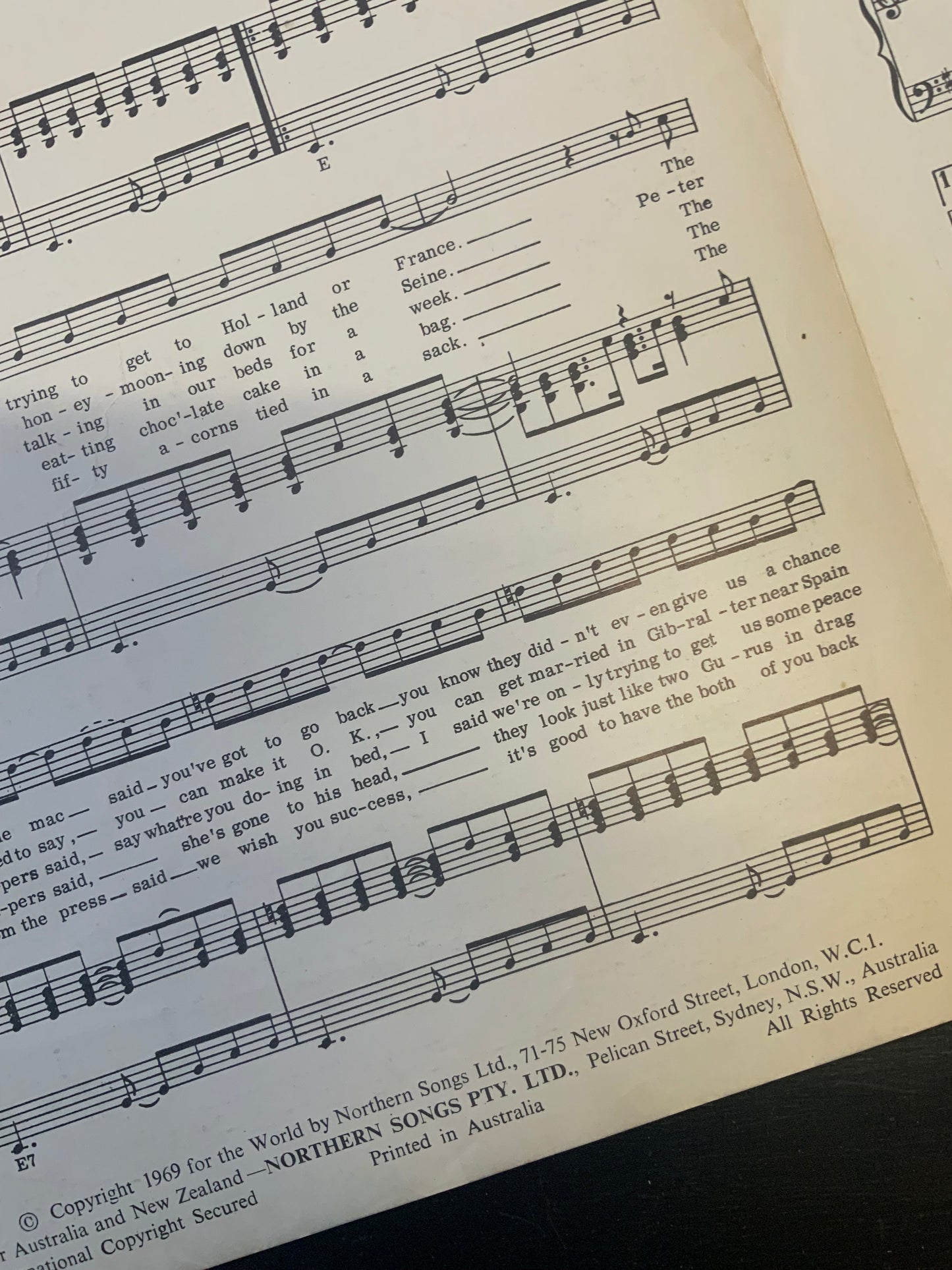 The Ballard of John and Yoko sheet music/ words and music by John Lennon and Paul McCartney 1969