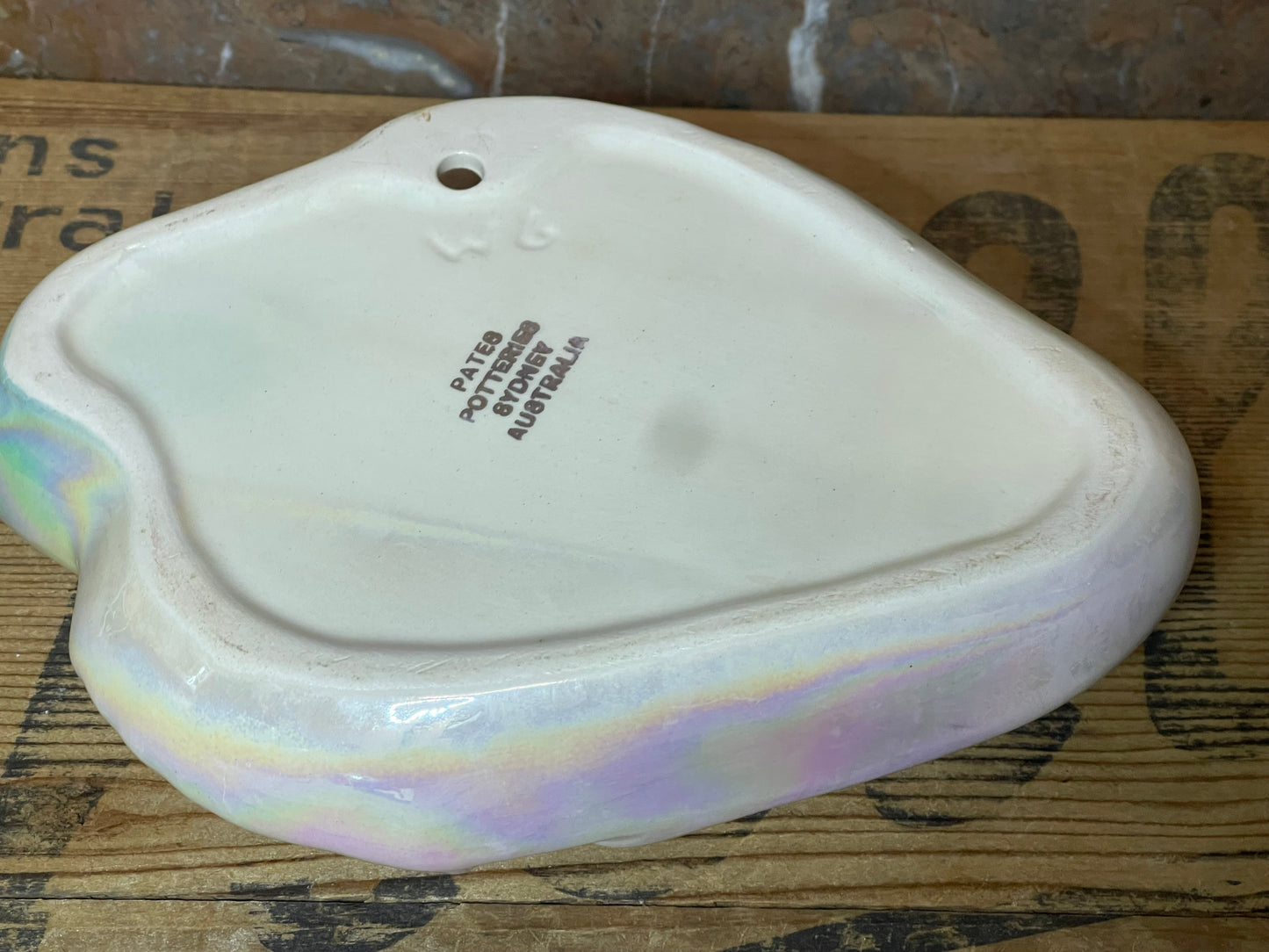 Pates Pottery Australian Wall Pocket Vase – Bird Design with Iridescent Glaze (1950s)