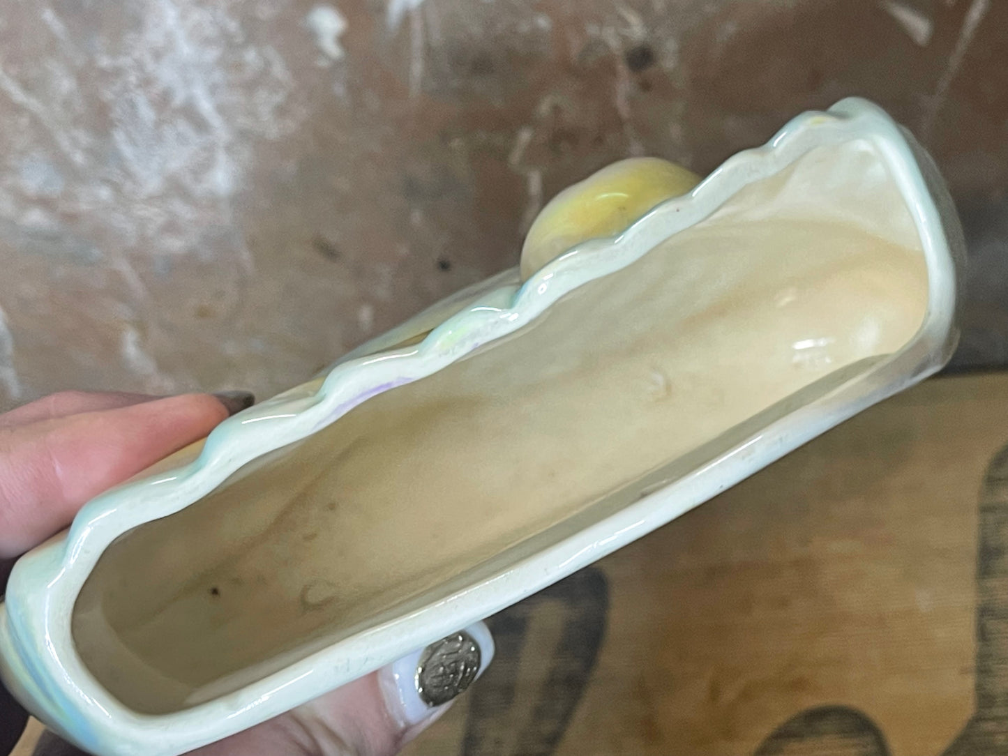 Pates Pottery Australian Wall Pocket Vase – Bird Design with Iridescent Glaze (1950s)