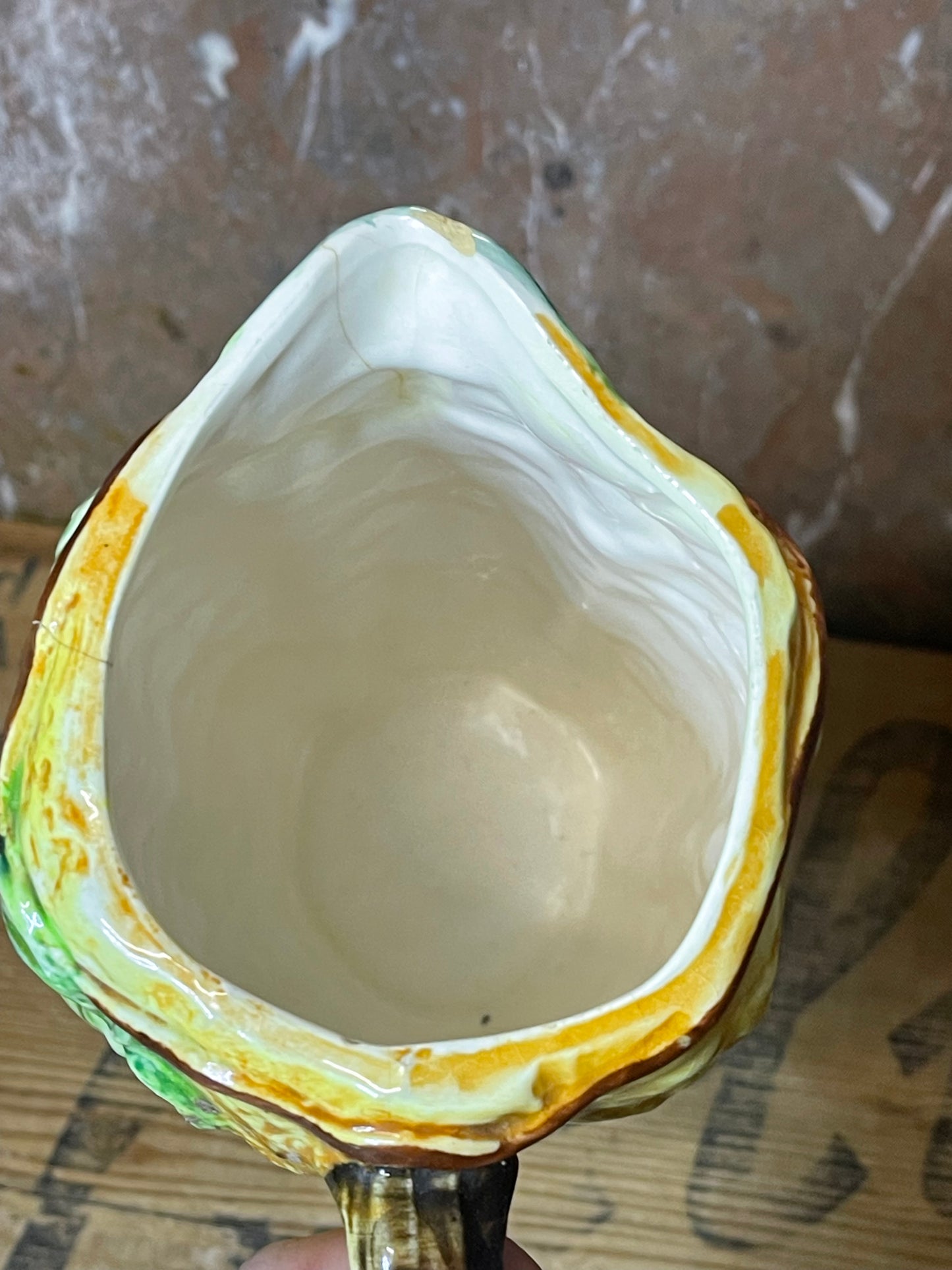 Vintage Majolica Jug/Pitcher with leaves