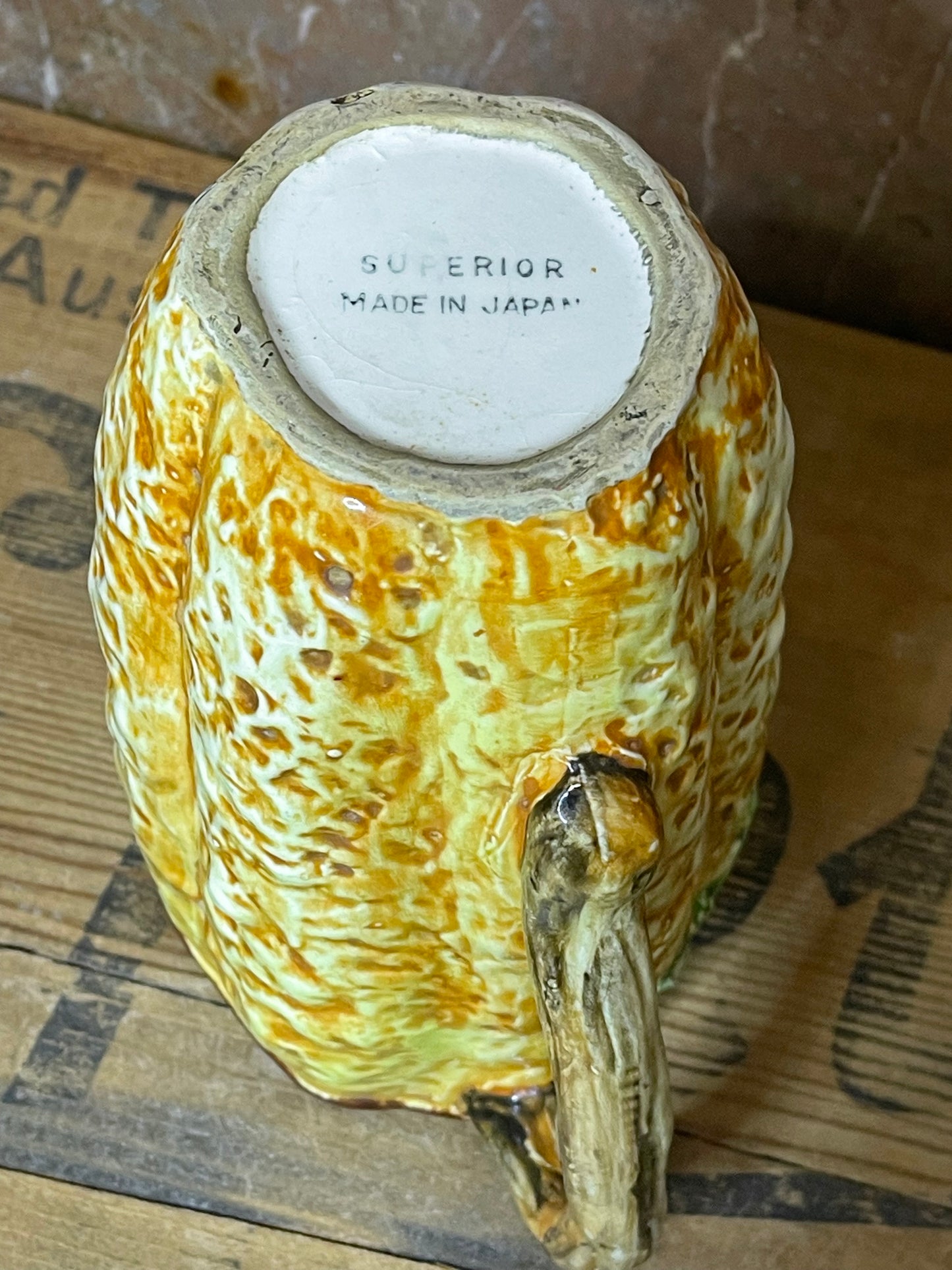 Vintage Majolica Jug/Pitcher with leaves