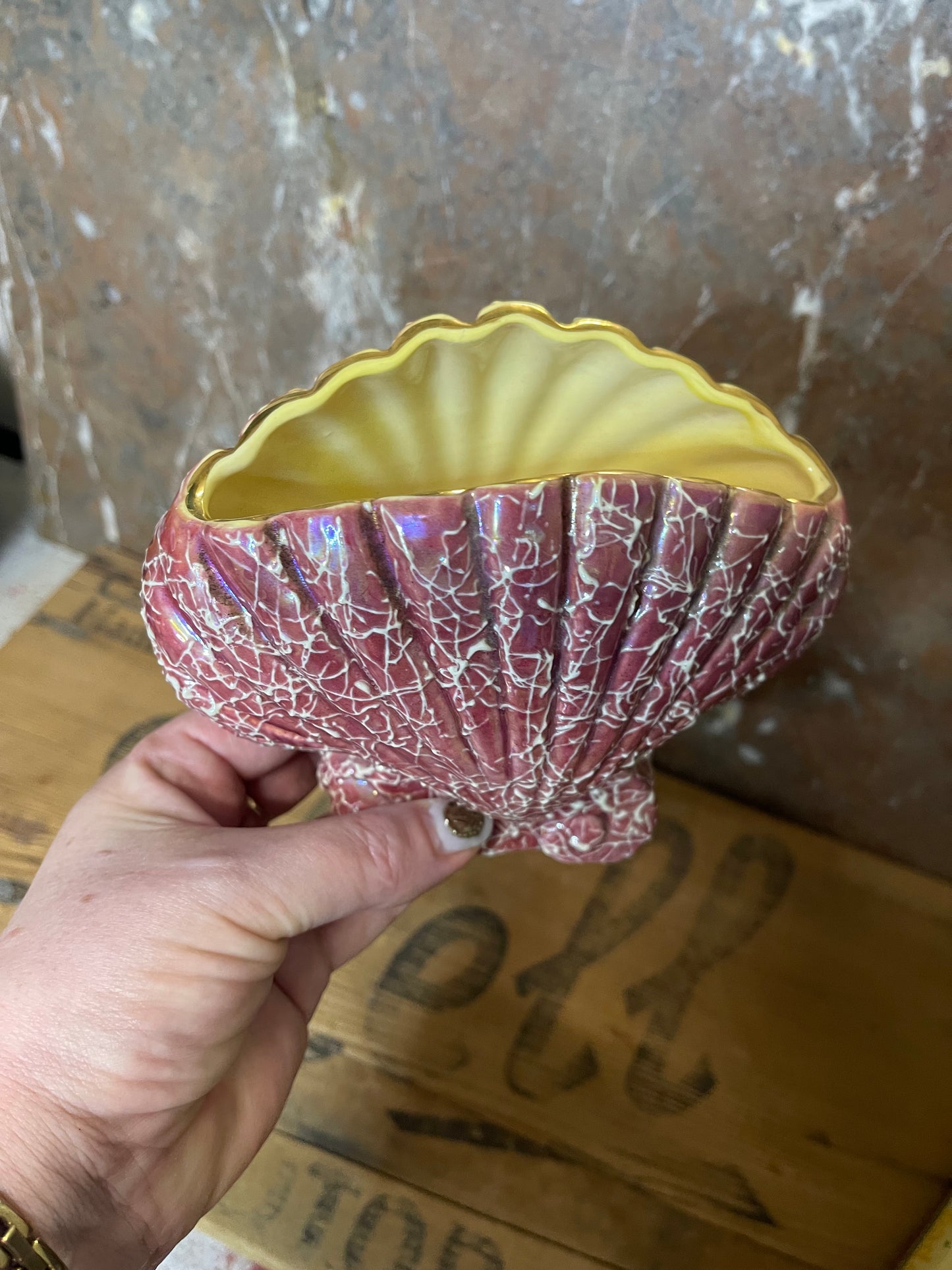 Vintage Lustre Ware Shell Vase
