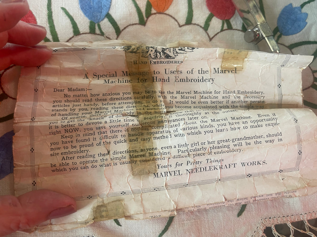 Antique Marvel Hand Embroidery Machine – c.1918–1920s