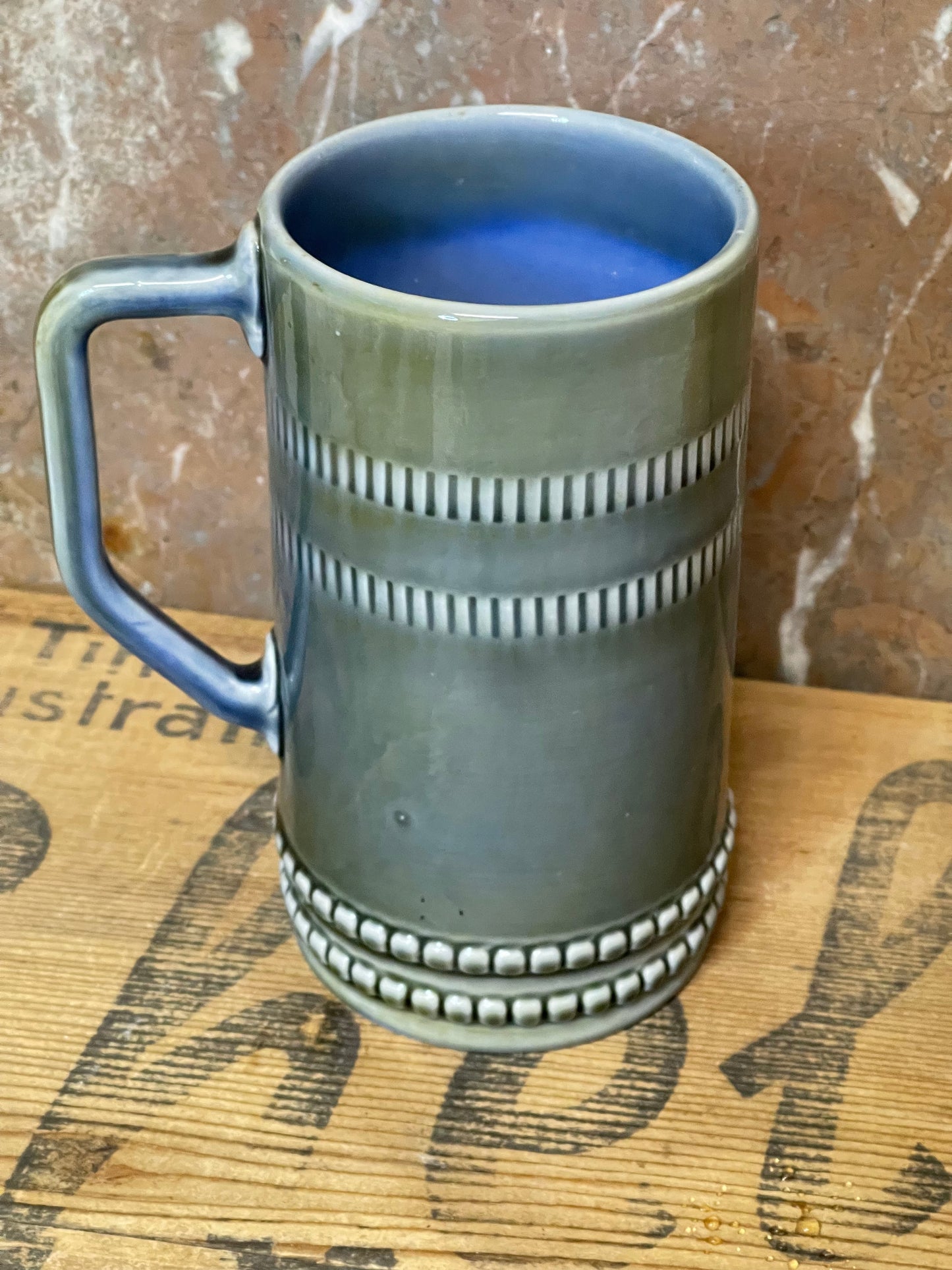 Wade Irish Porcelain Pottery Blue Green Stein Tankard Beer Ireland