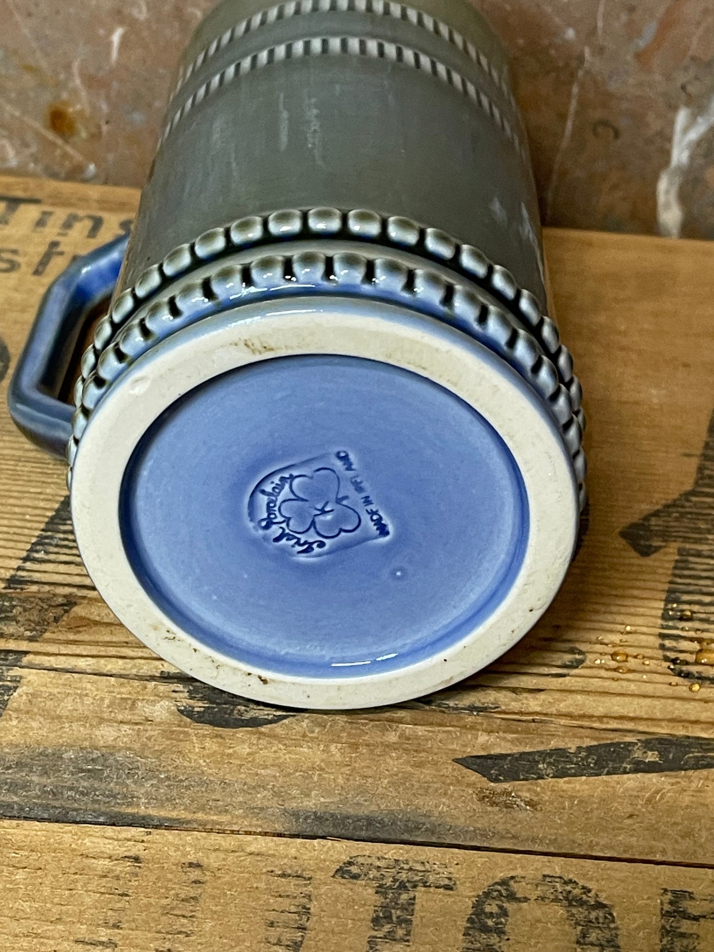 Wade Irish Porcelain Pottery Blue Green Stein Tankard Beer Ireland