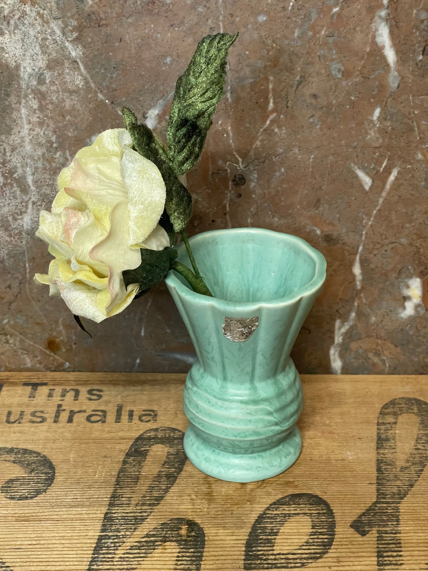 Vintage Australian Diana Pottery Small Green Vase