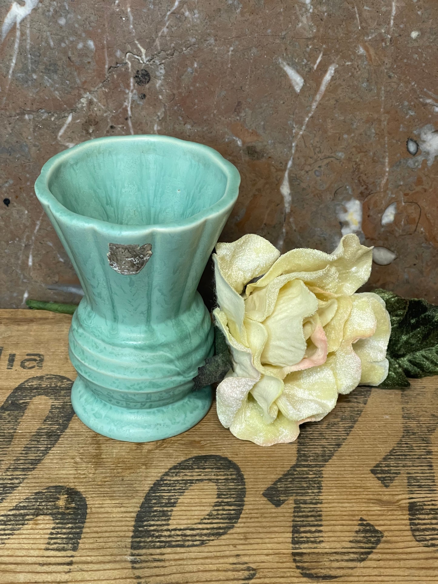 Vintage Australian Diana Pottery Small Green Vase
