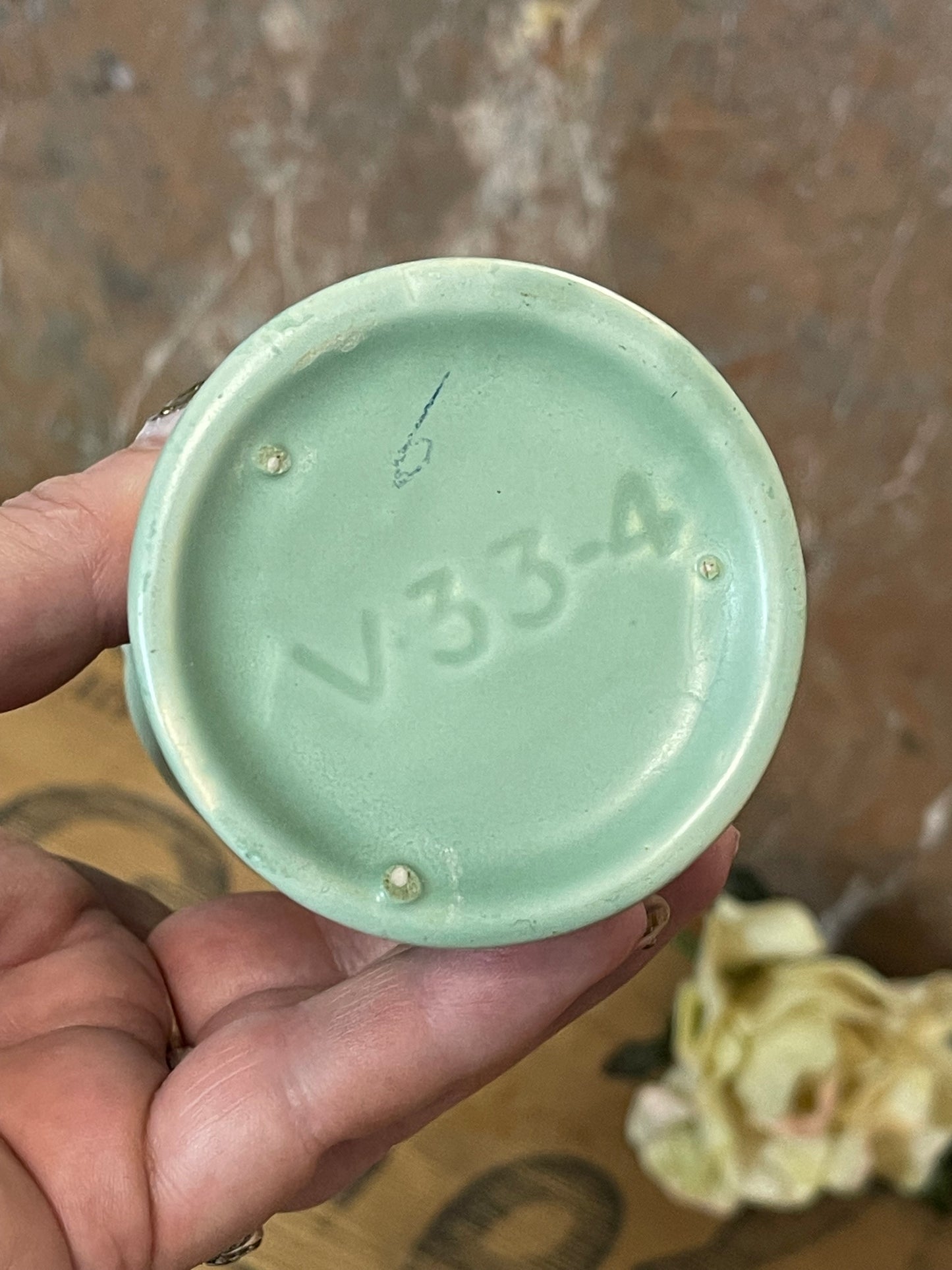 Vintage Australian Diana Pottery Small Green Vase