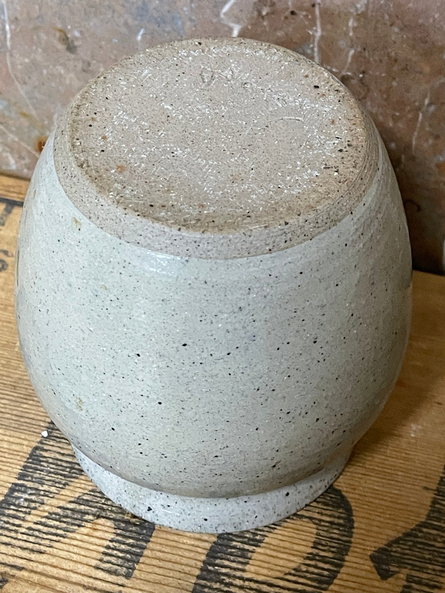 Handcrafted Pottery Lidded Crock with Applied Brown Flower Motifs