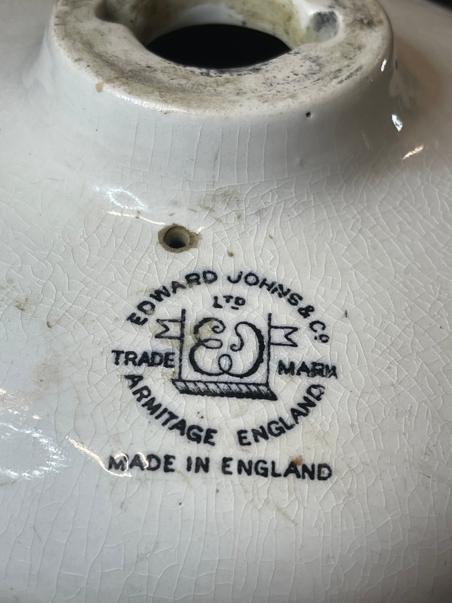 Antique Edward Johns & Co. Ceramic Shower Rose — 18 cm — Armitage, England
