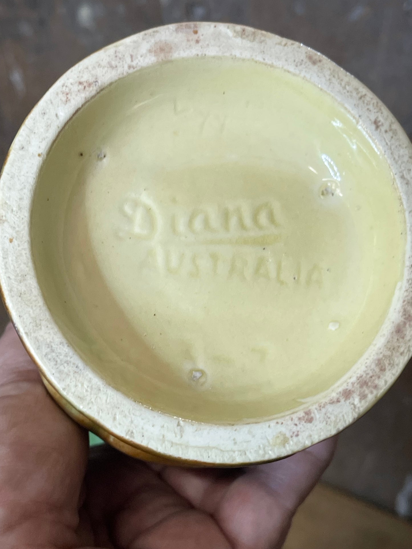 Vintage 1940s Australian Diana Pottery Medium Green Drip Glaze Vase