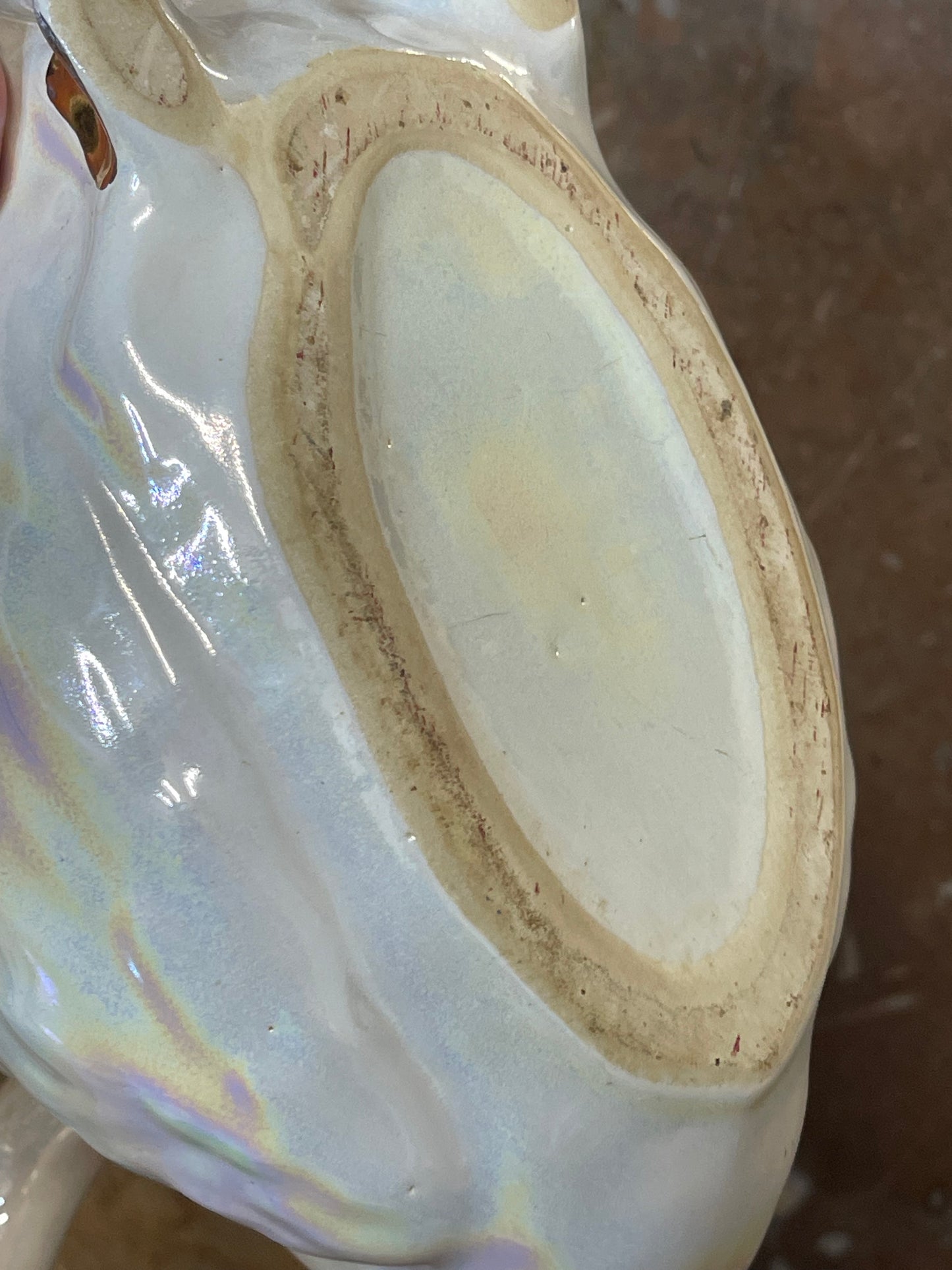 Vintage 1950s Lustreware Swan Planter – White with Pink Sheen & Gold Detail, Mingay