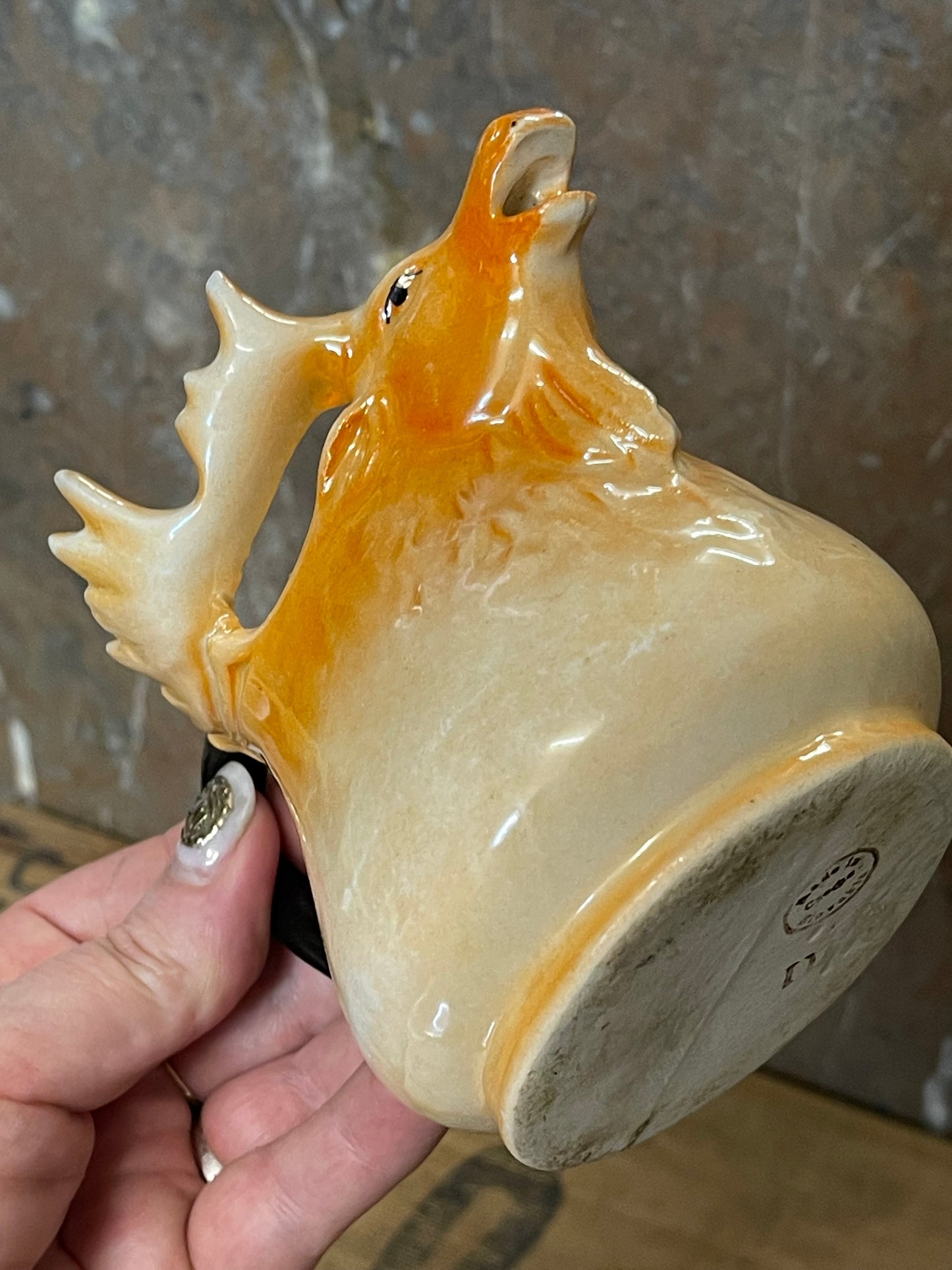 Vintage Deer Stag Moose Elk Creamer Pitcher Ceramic Pottery