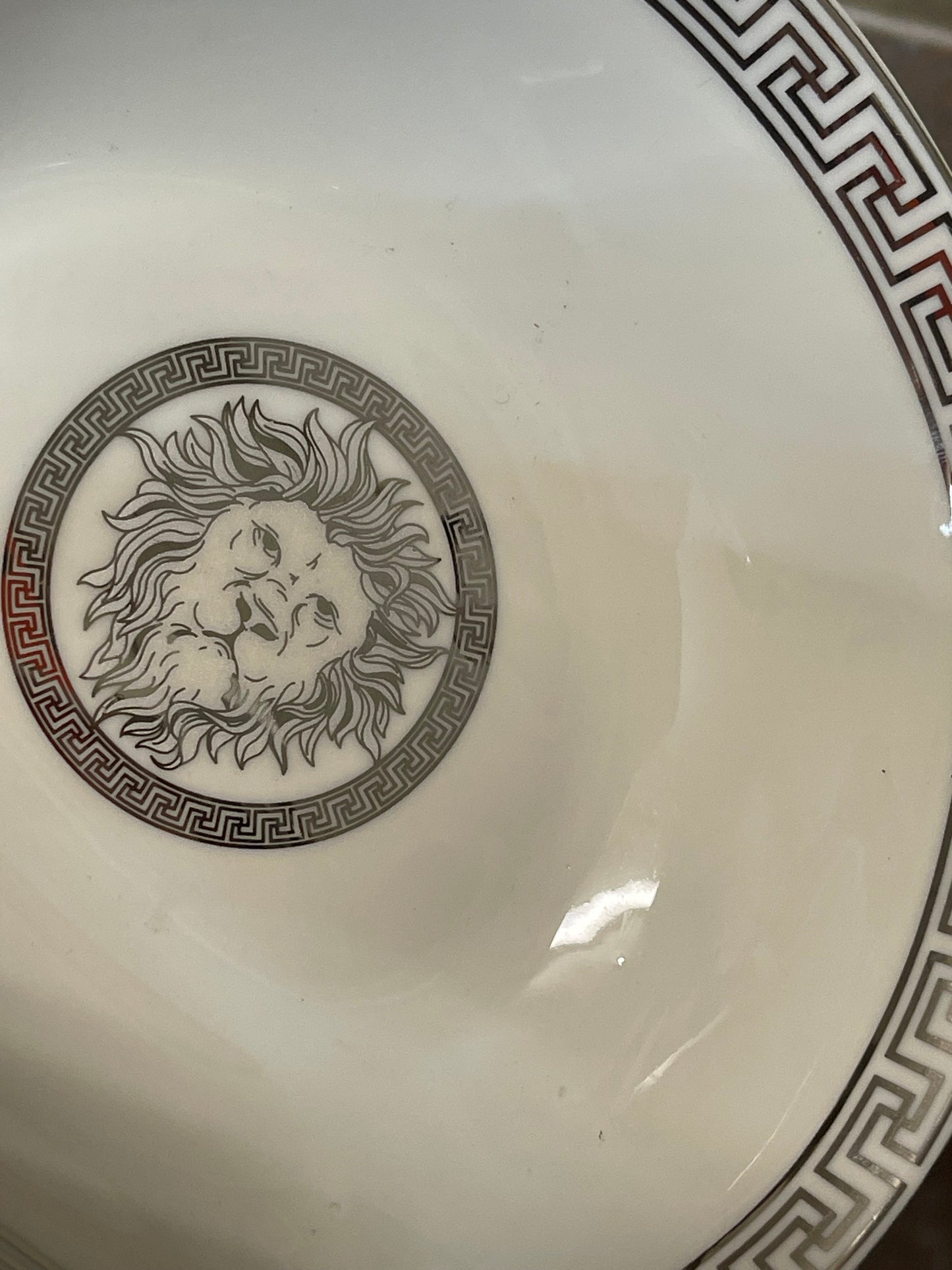 Vintage Trent & Dunne Twin Bowl Dish with Greek Key & Lion Medusa Design