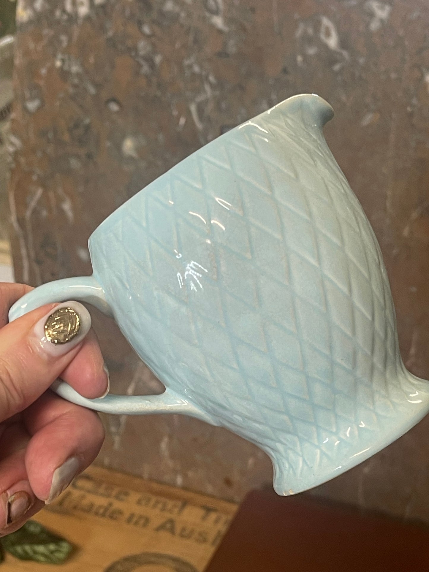 Vintage English Blue Diamond Point Jug – c.1950s