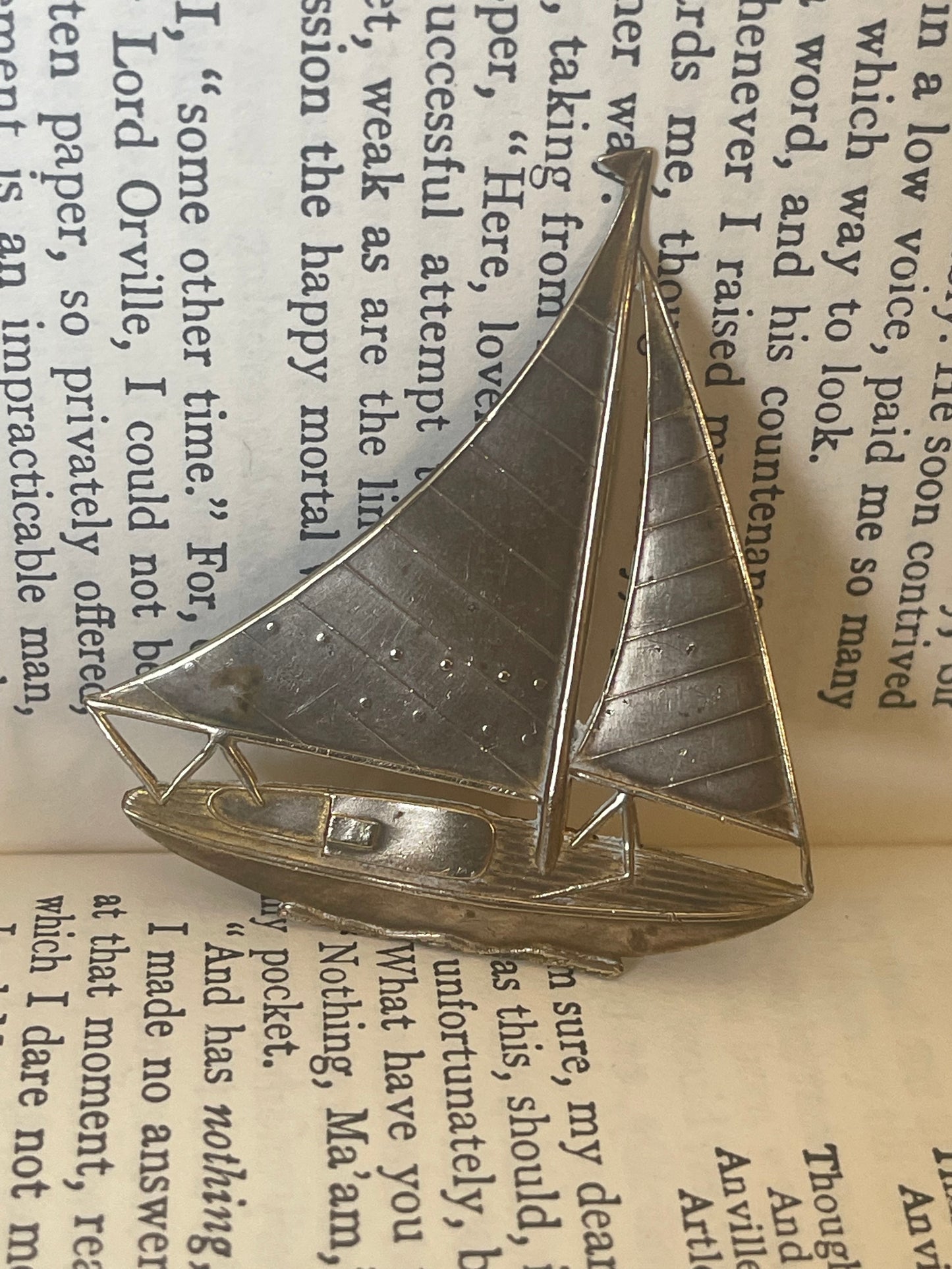 Vintage 1930s Brass Sailing Yacht brooch