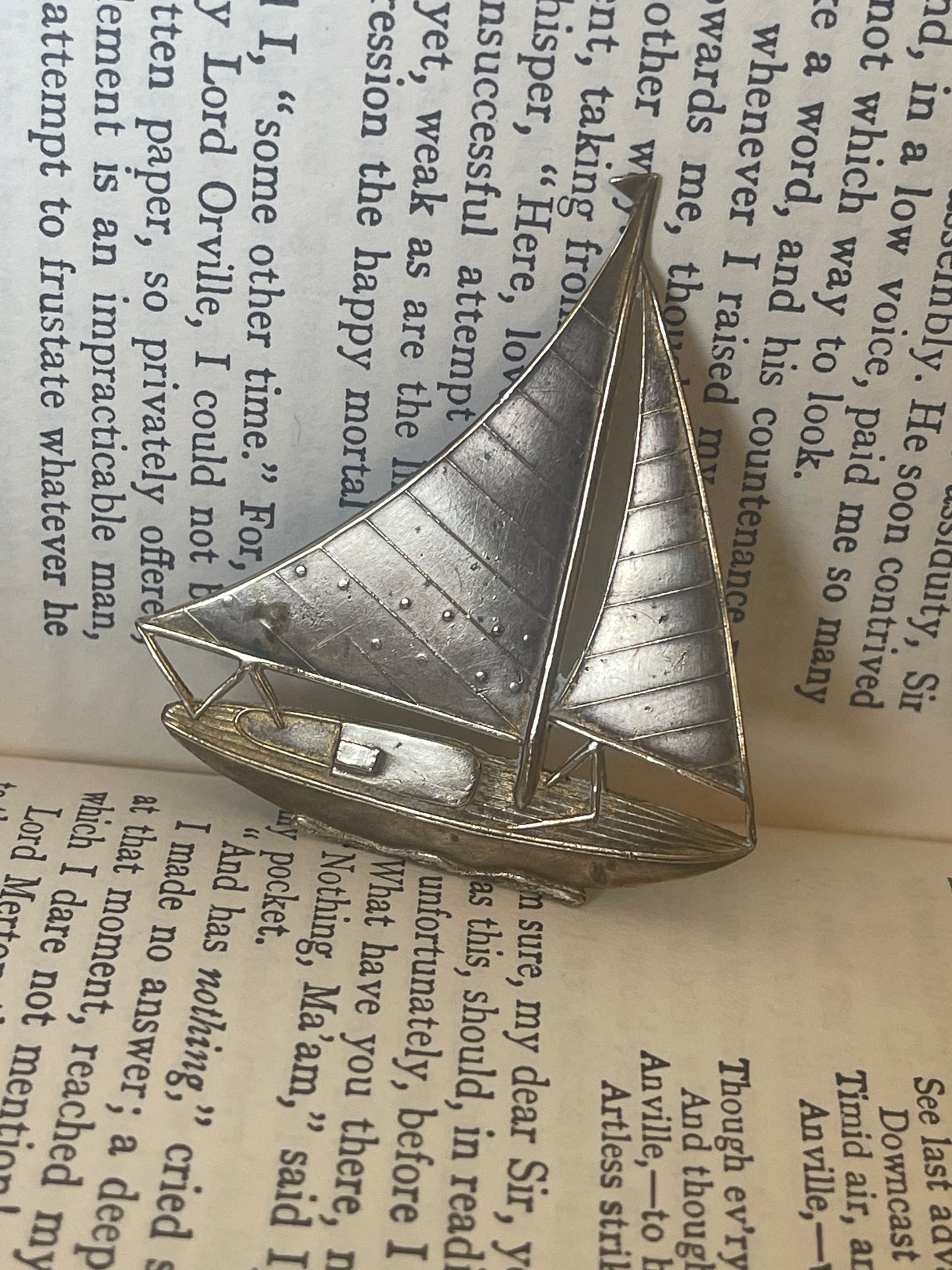Vintage 1930s Brass Sailing Yacht brooch