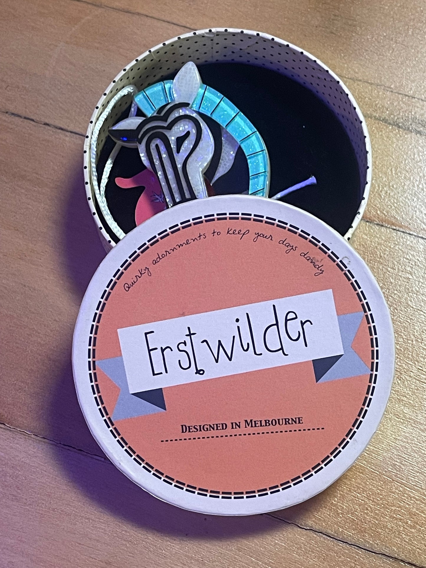 Zelda the Zany Zebra Brooch by Erstwilder Louisa Camille 2019