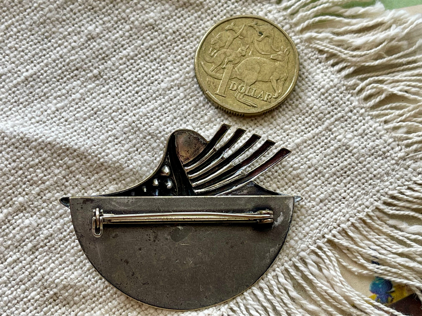 Vintage Modernist Style Brooch – Silver Tone with Rhinestones c.1960s–70s