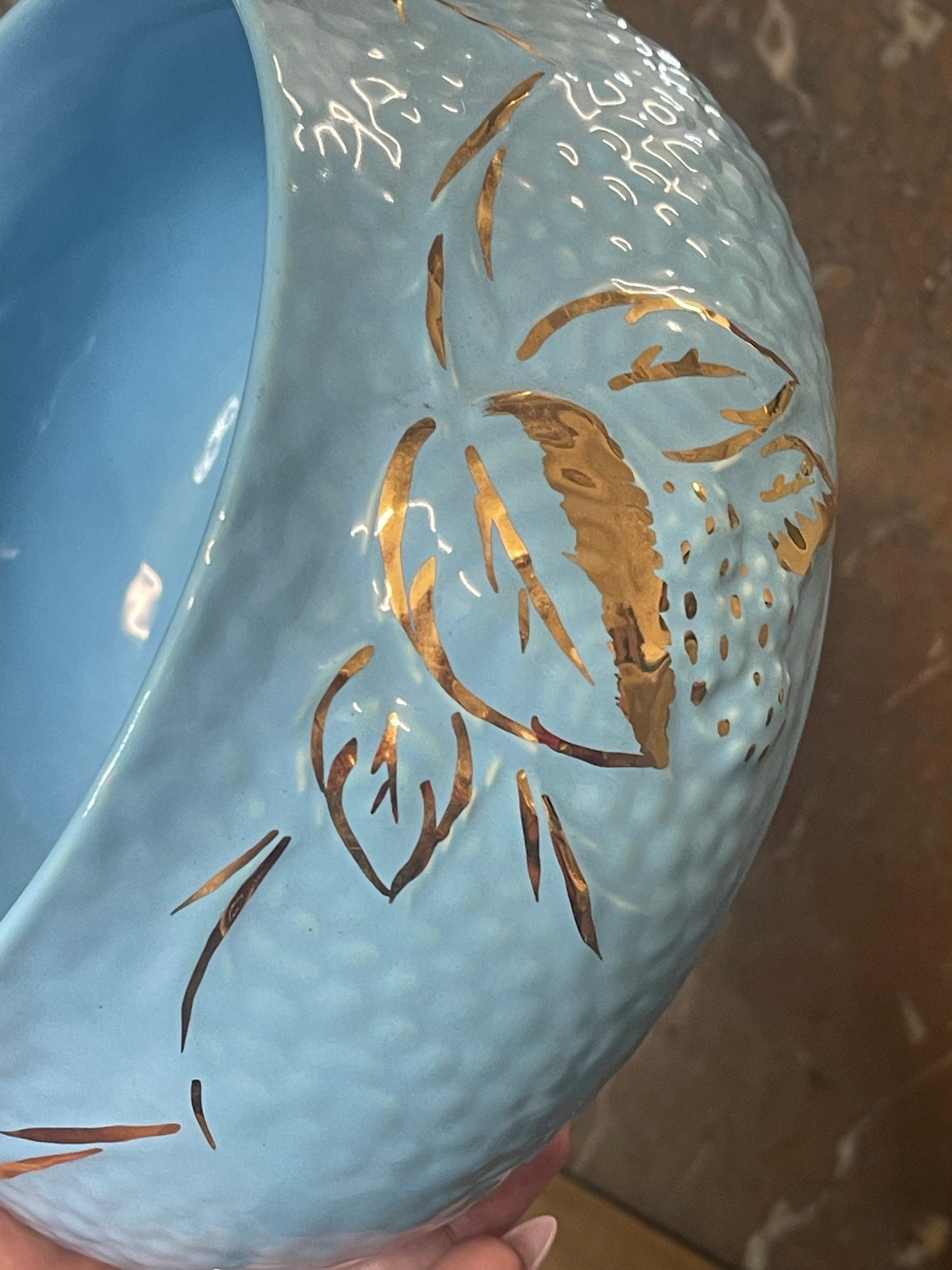 Vintage Wade “Golden Blue” Bowl with Matching Spoons – England