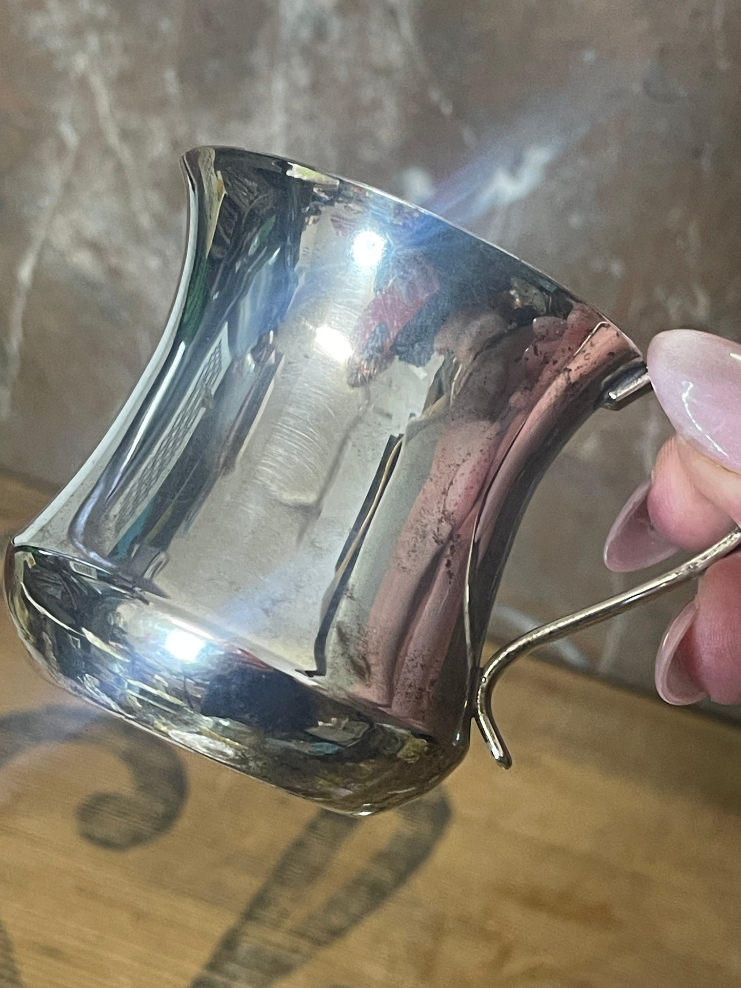 Vintage silver plate baby gift, mug, spoon and food pusher