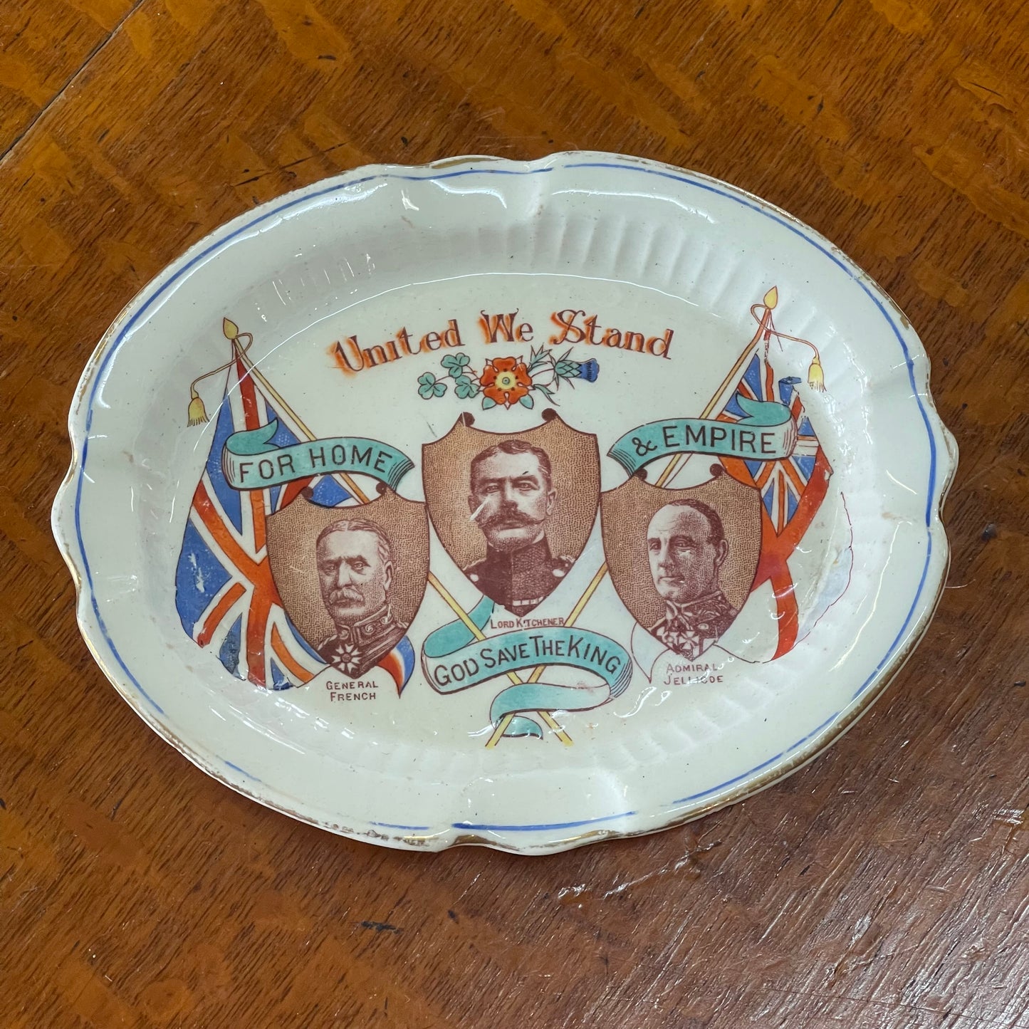 WWI 1914 "United we stand" Commemorative Plate or ashtray by Winton England
