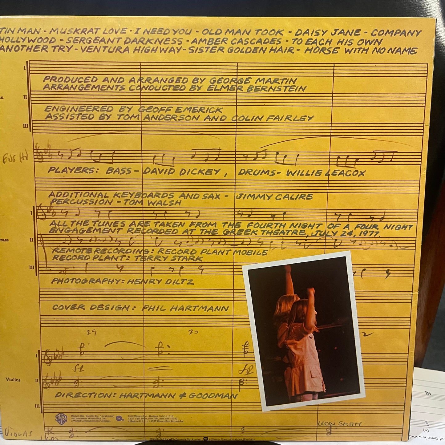 America – Live (1977) Vintage Vinyl LP