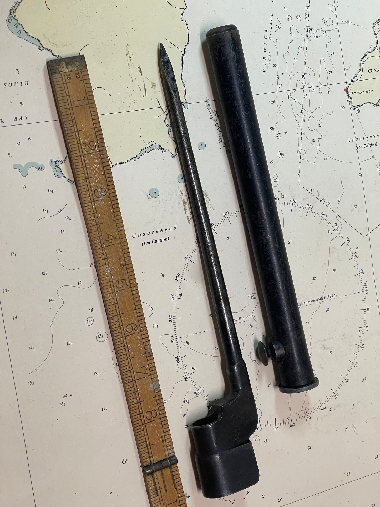Australian / Commonwealth Military Spike Bayonet with Scabbard (WWII Era)