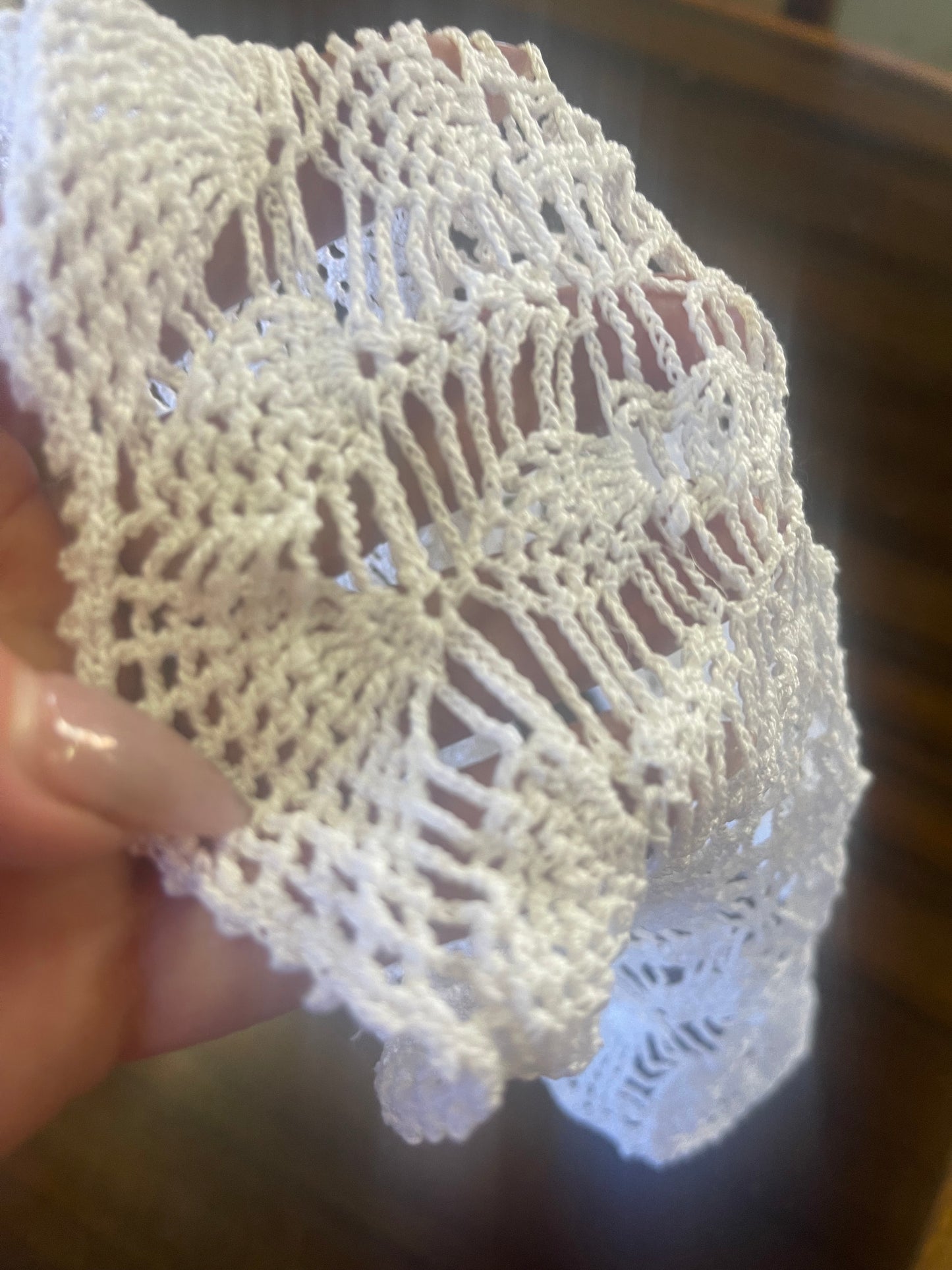 Hand-Crocheted White Cotton Vintage Doilies – Set of 2