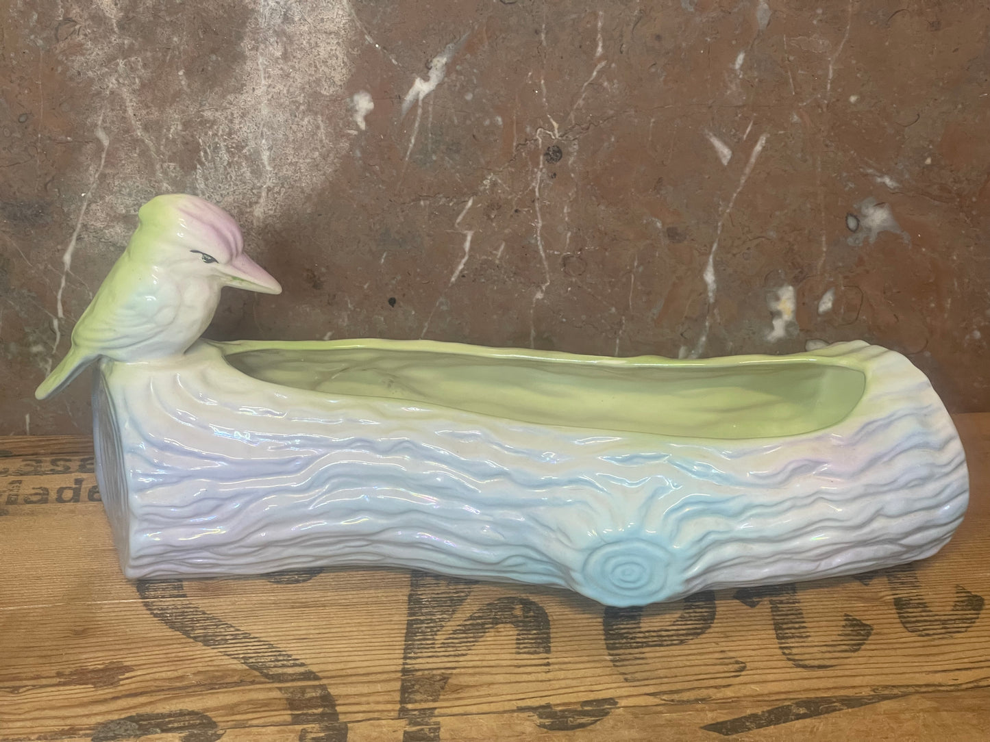 Vintage Australian Pottery Lustre Vase – Kookaburra on Log