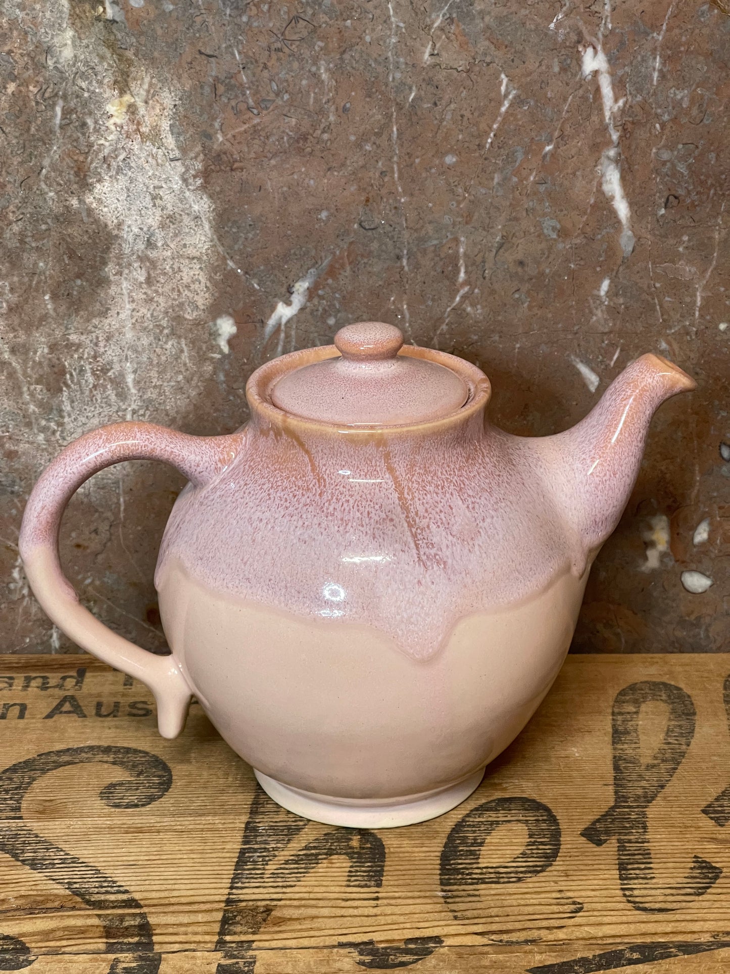 Vintage Yarra Glen Australian Pottery Pink Glaze Teapot – 18cm