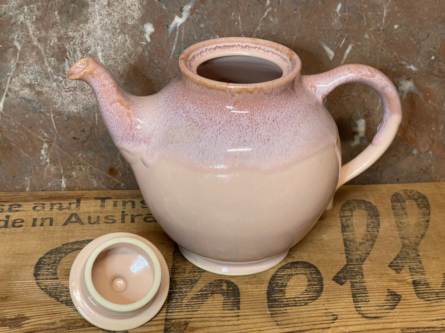 Vintage Yarra Glen Australian Pottery Pink Glaze Teapot – 18cm