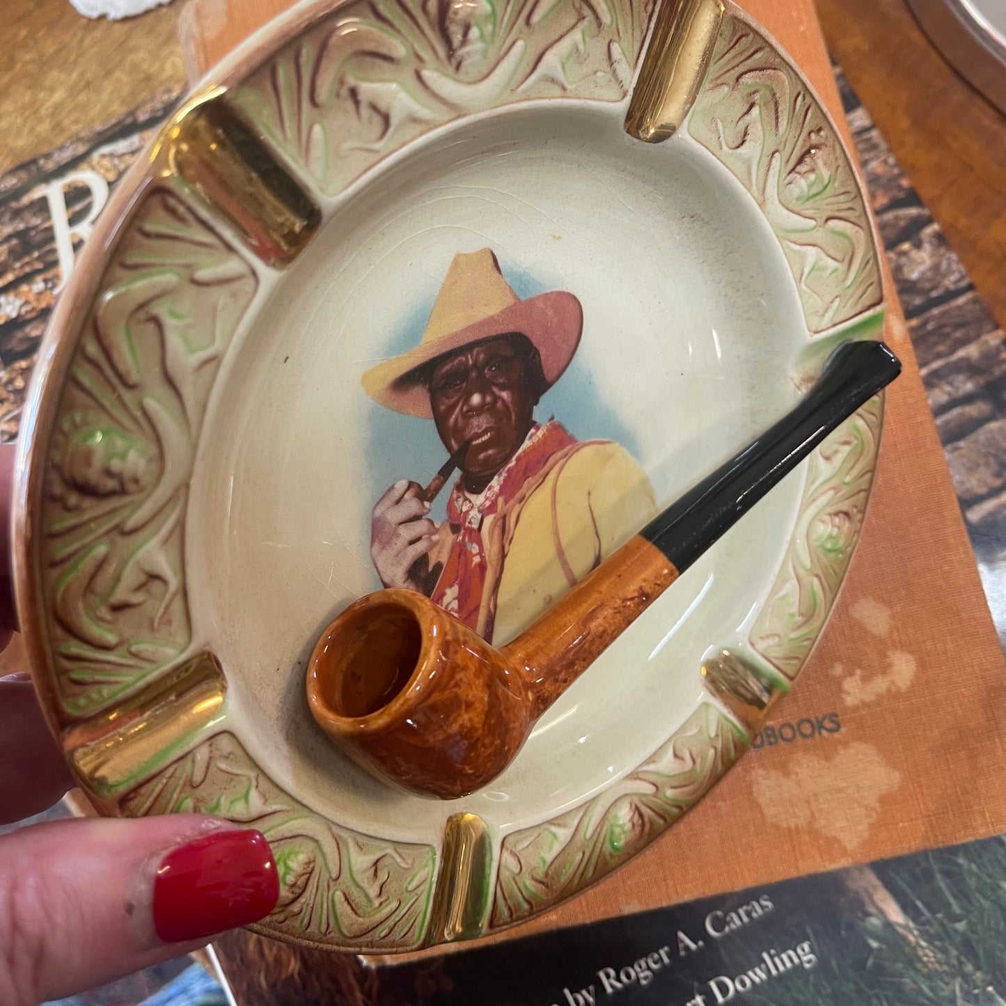 Vintage 1950s Australian Aboriginal Stockman Wembley Ware Pipe Ashtray