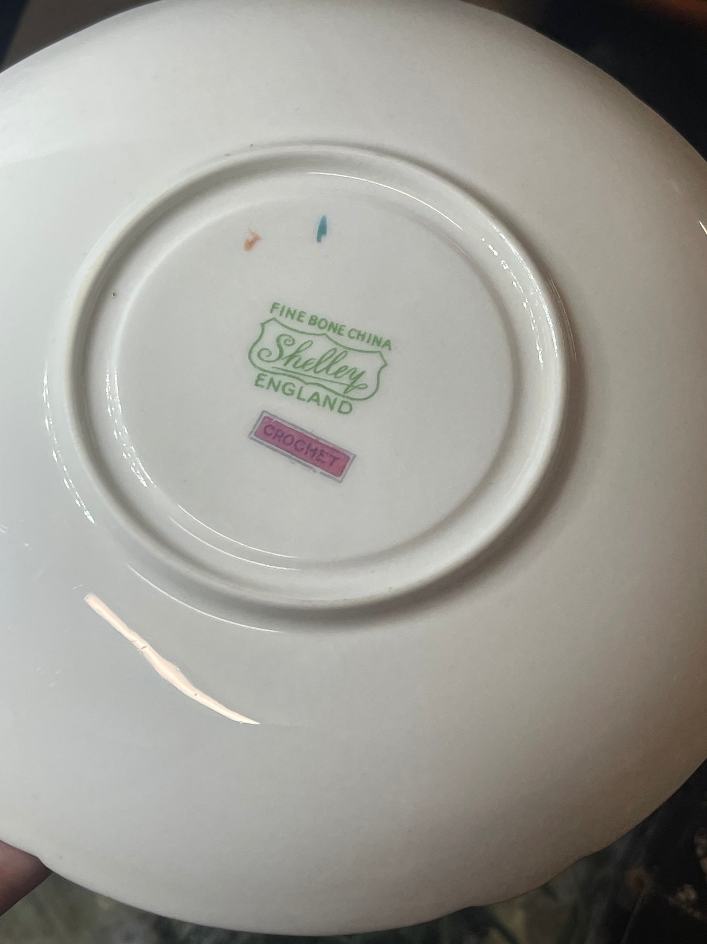 Shelley Fine Bone China Trio – “Rochester” Pattern, Floral Spray with Grey Scrollwork