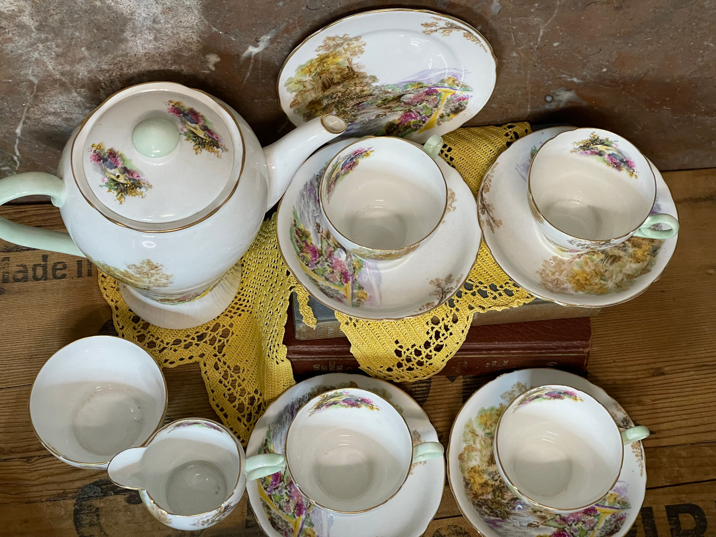Shelley Fine Bone China Tea Set – “Heather” Landscape Series