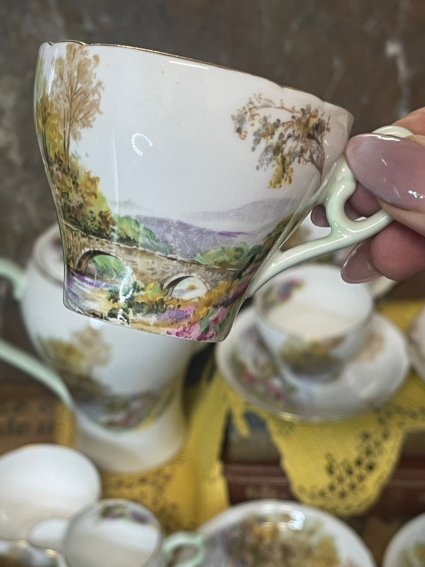 Shelley Fine Bone China Tea Set – “Heather” Landscape Series