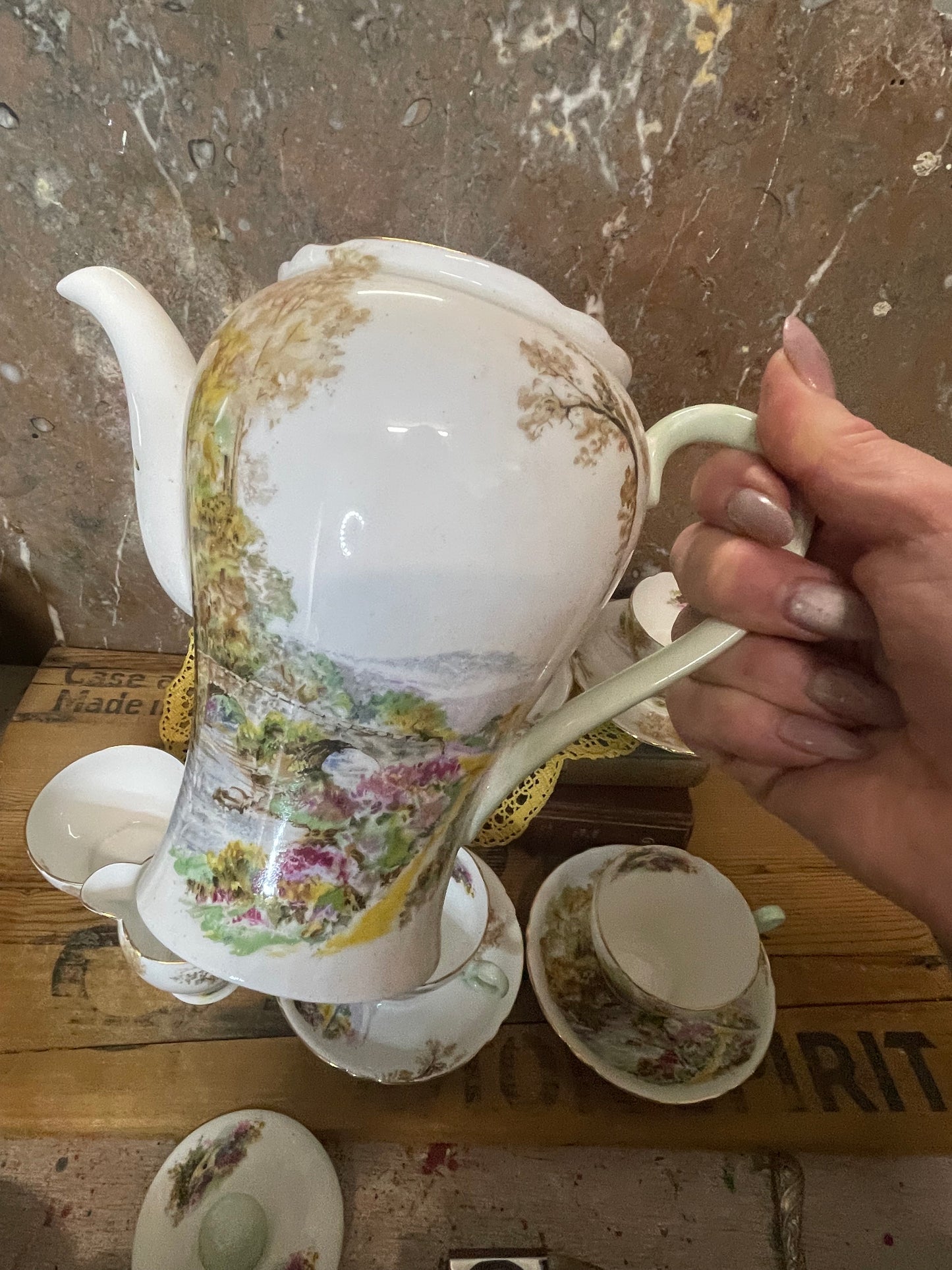 Shelley Fine Bone China Tea Set – “Heather” Landscape Series
