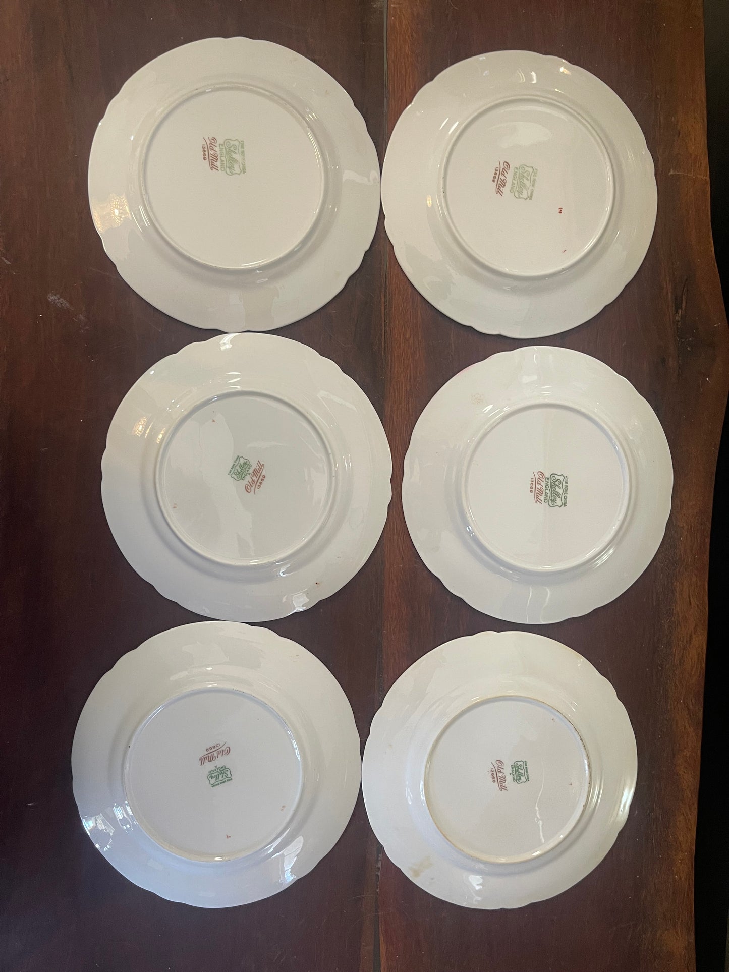 Shelley Fine Bone China – Set of 6 Side Plates, “Old Mill” Landscape Series