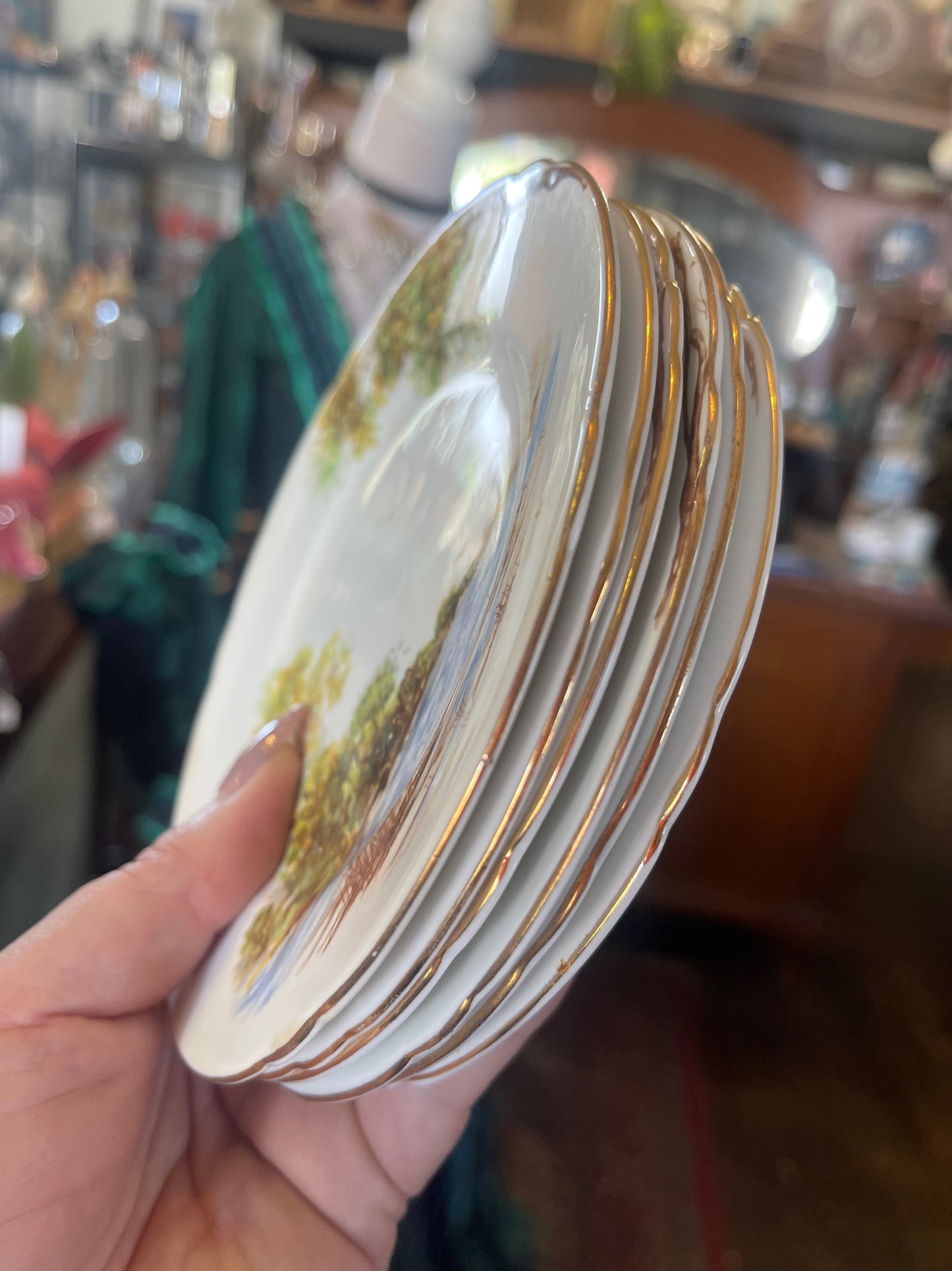 Shelley Fine Bone China – Set of 6 Side Plates, “Old Mill” Landscape Series