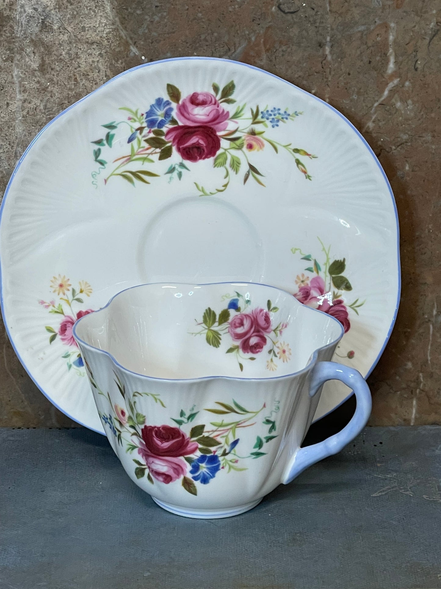 Shelley Fine Bone China Teacup & Saucer – Floral Design