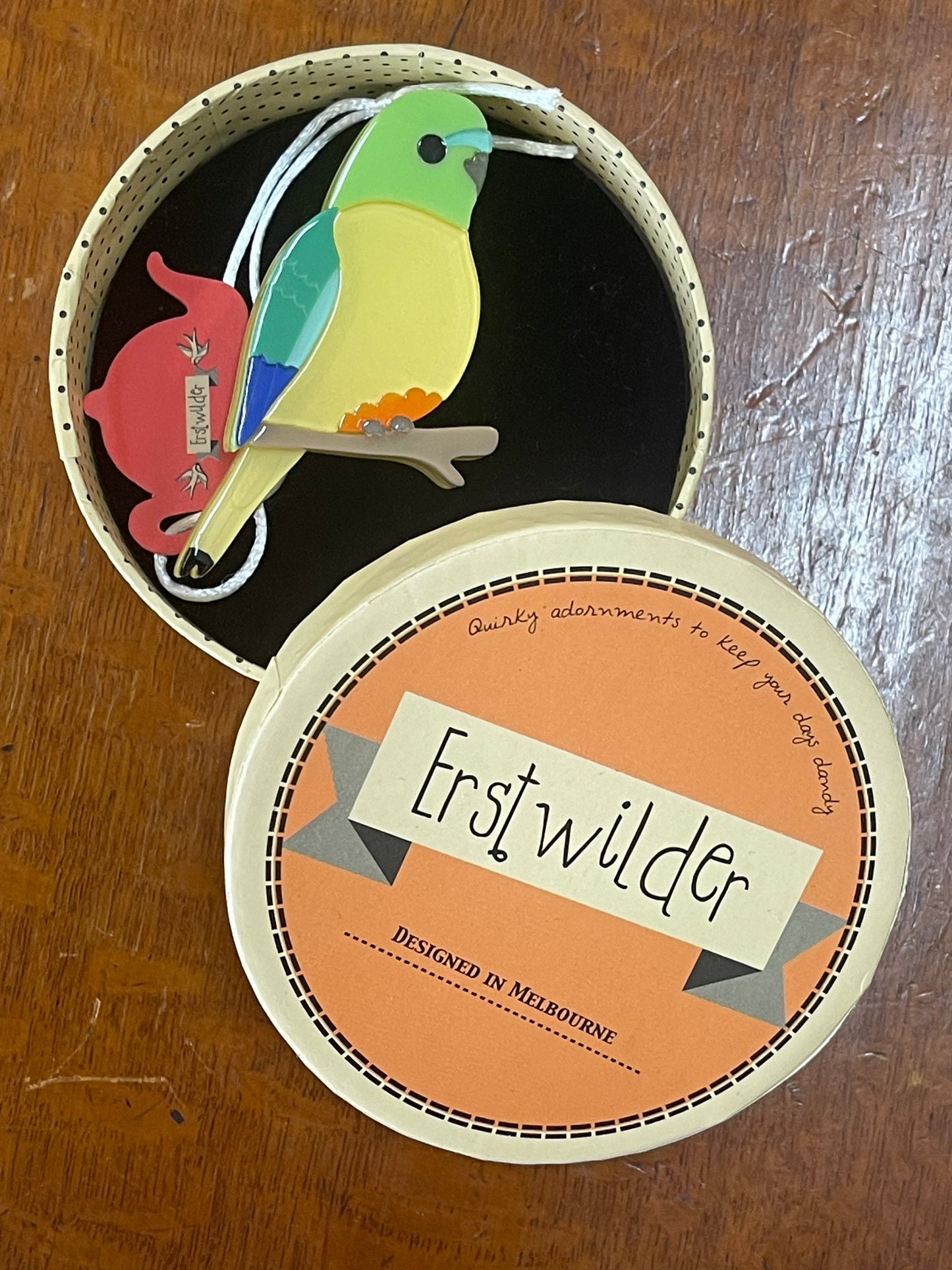 Radiant Rambler Parrot Brooch by Erstwilder and Jess Racklyeft (2019)
