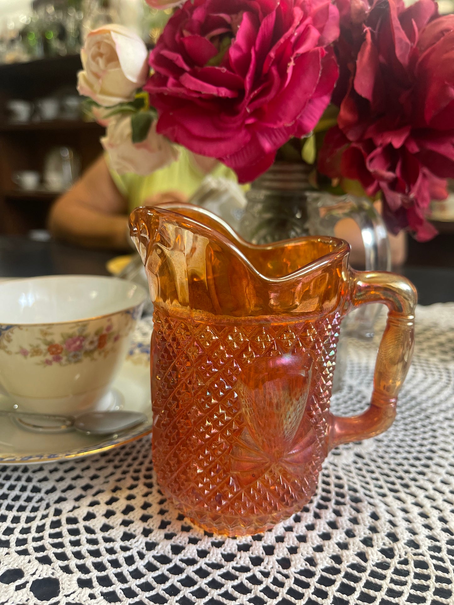 1920s English Sowerby Carnival Glass Milk Jug