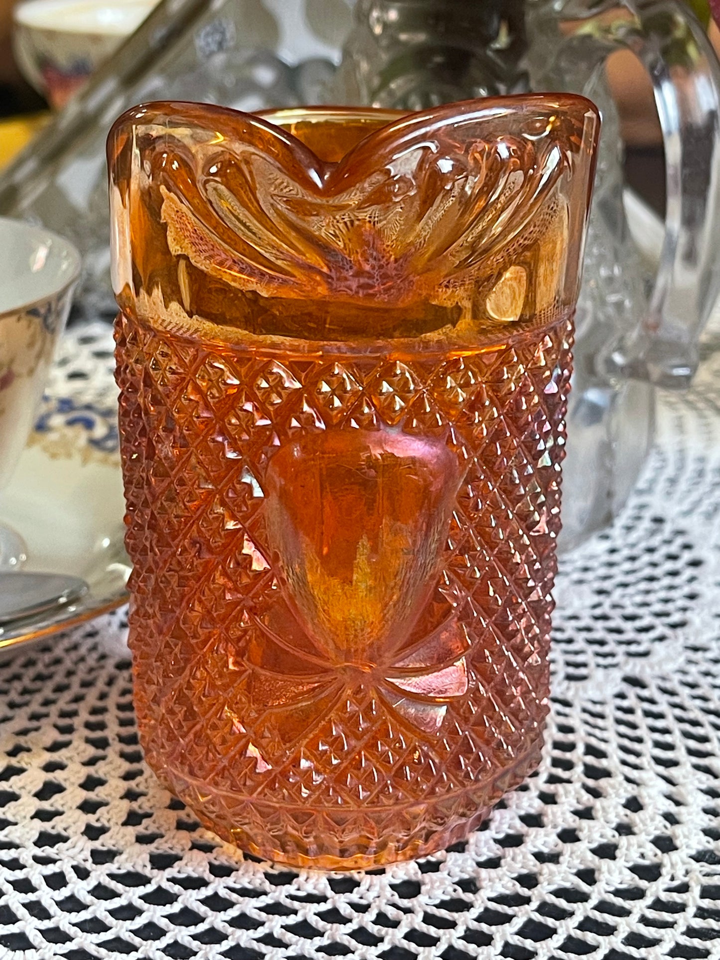 1920s English Sowerby Carnival Glass Milk Jug