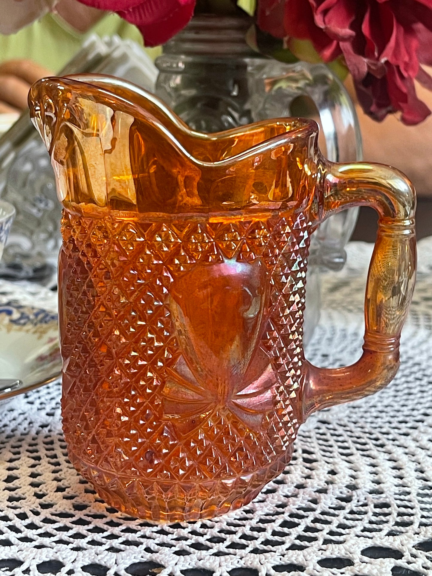 1920s English Sowerby Carnival Glass Milk Jug