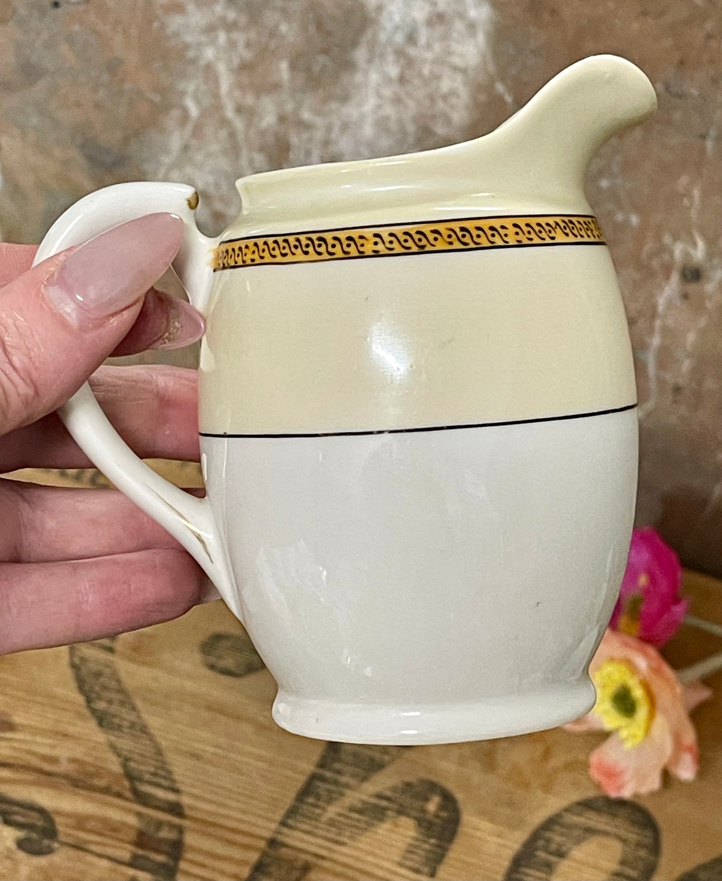 Vintage Noritake Japan Floral Jug – Hand-Painted Creamware with Gilded Trim (c.1950s)
