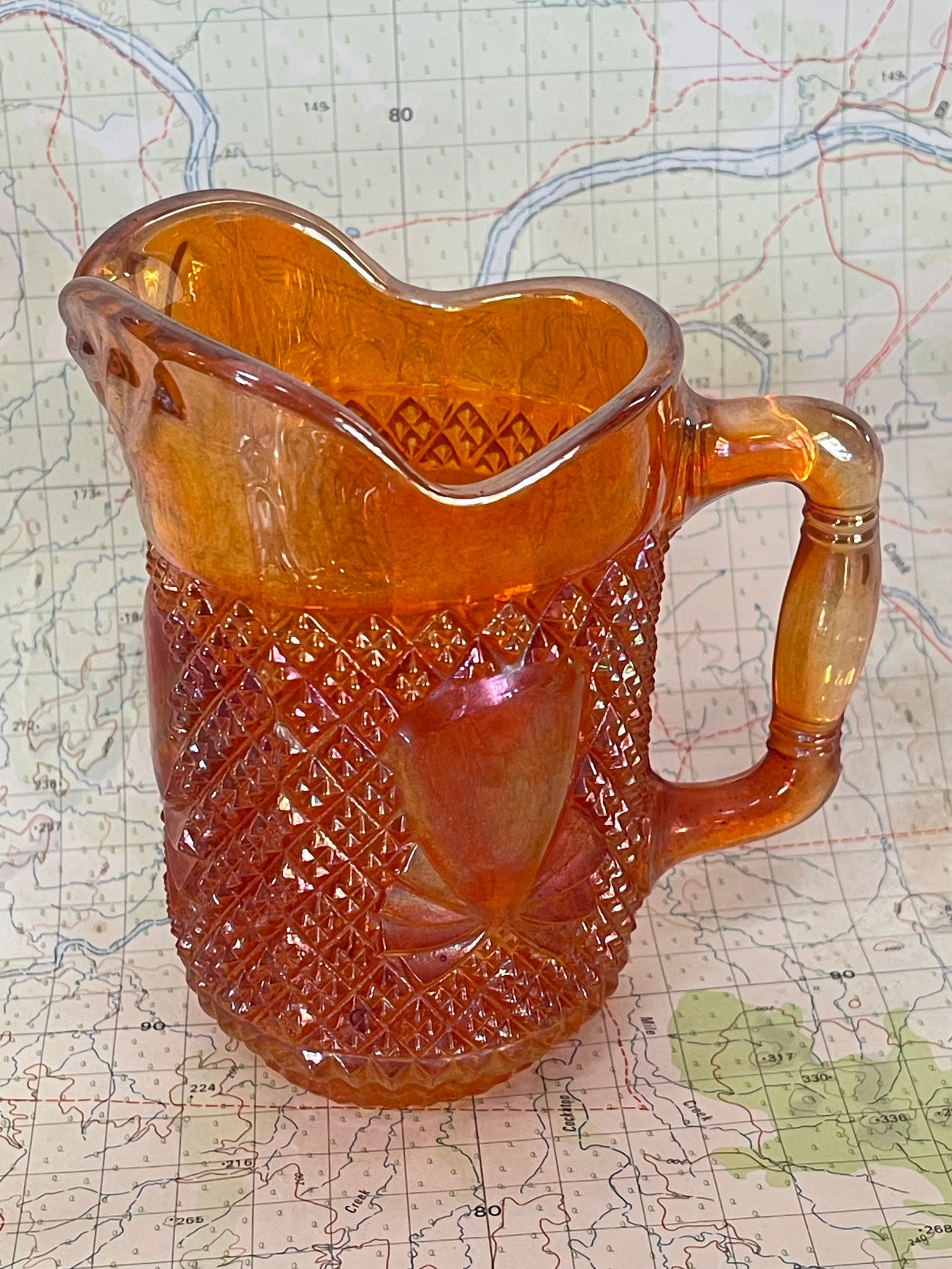 1920s English Sowerby Carnival Glass Milk Jug