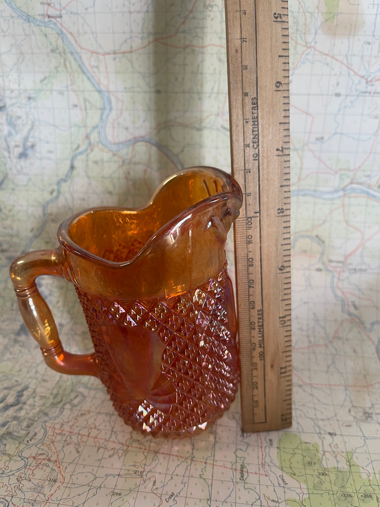 1920s English Sowerby Carnival Glass Milk Jug