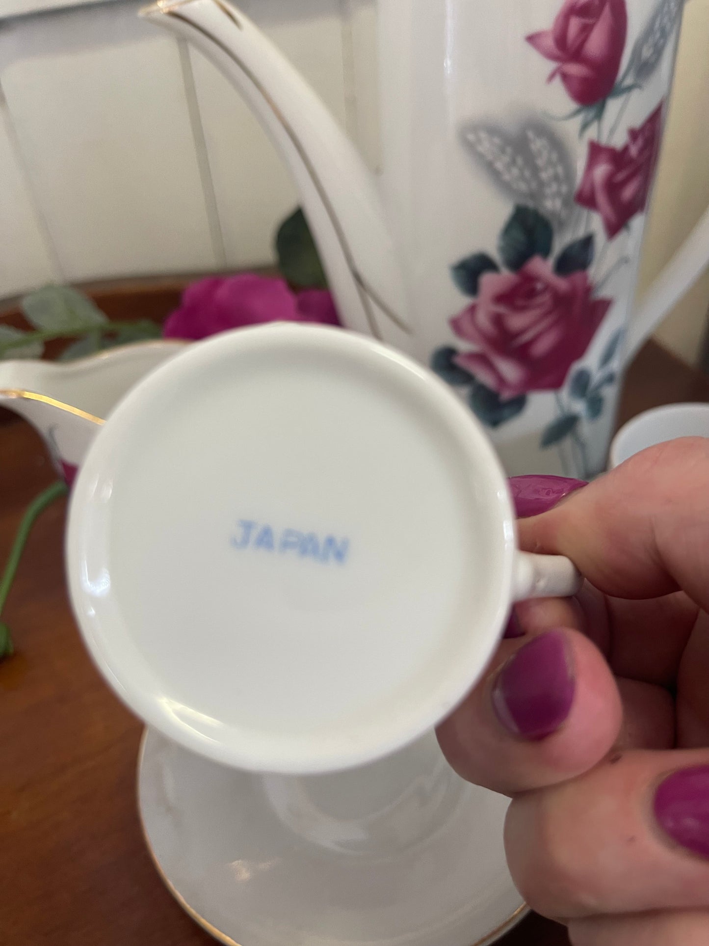 1950s Japanese Coffee set for two with roses