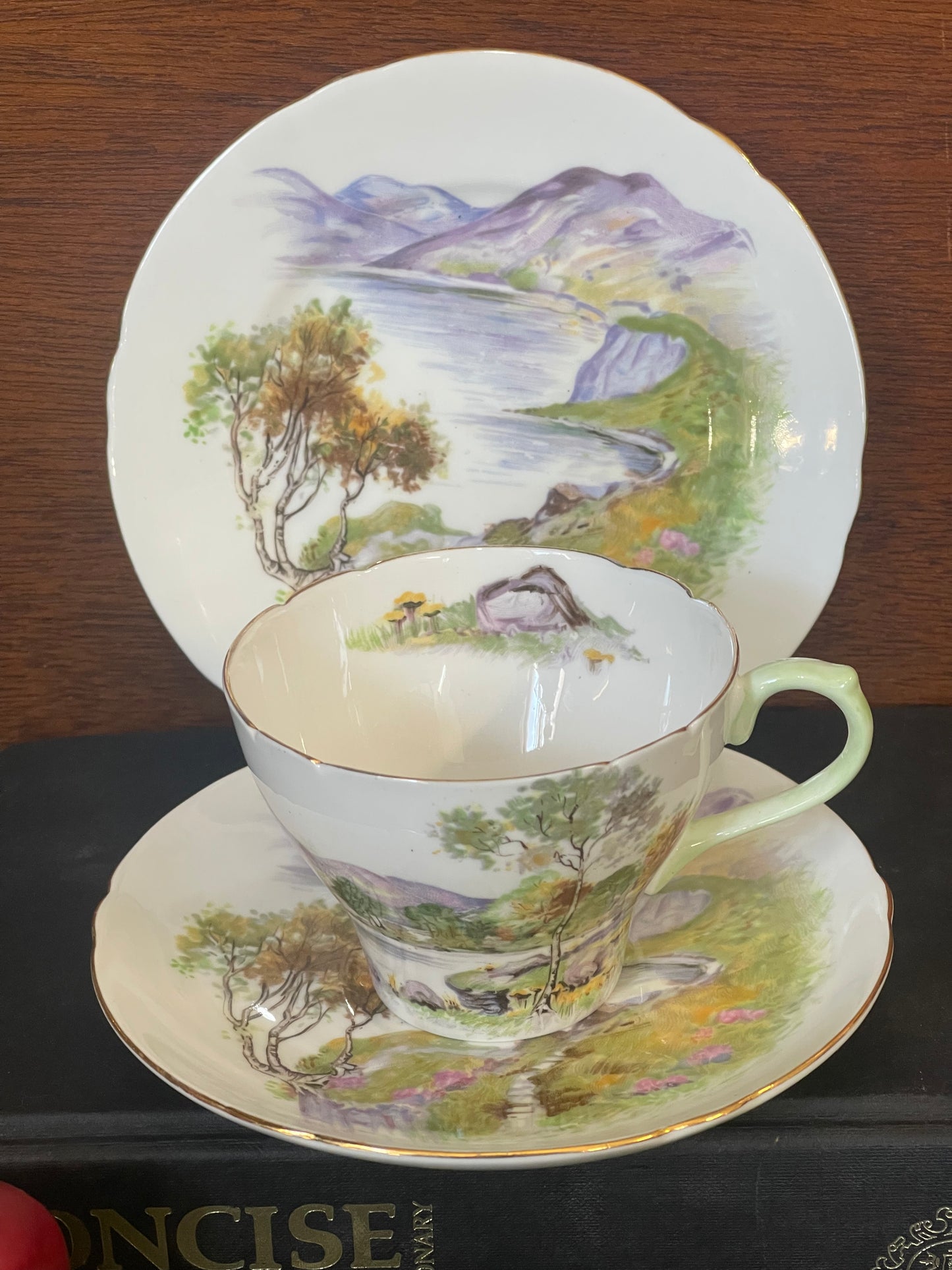 Vintage 1950s Shelley Fine Bone china trio English Lakes